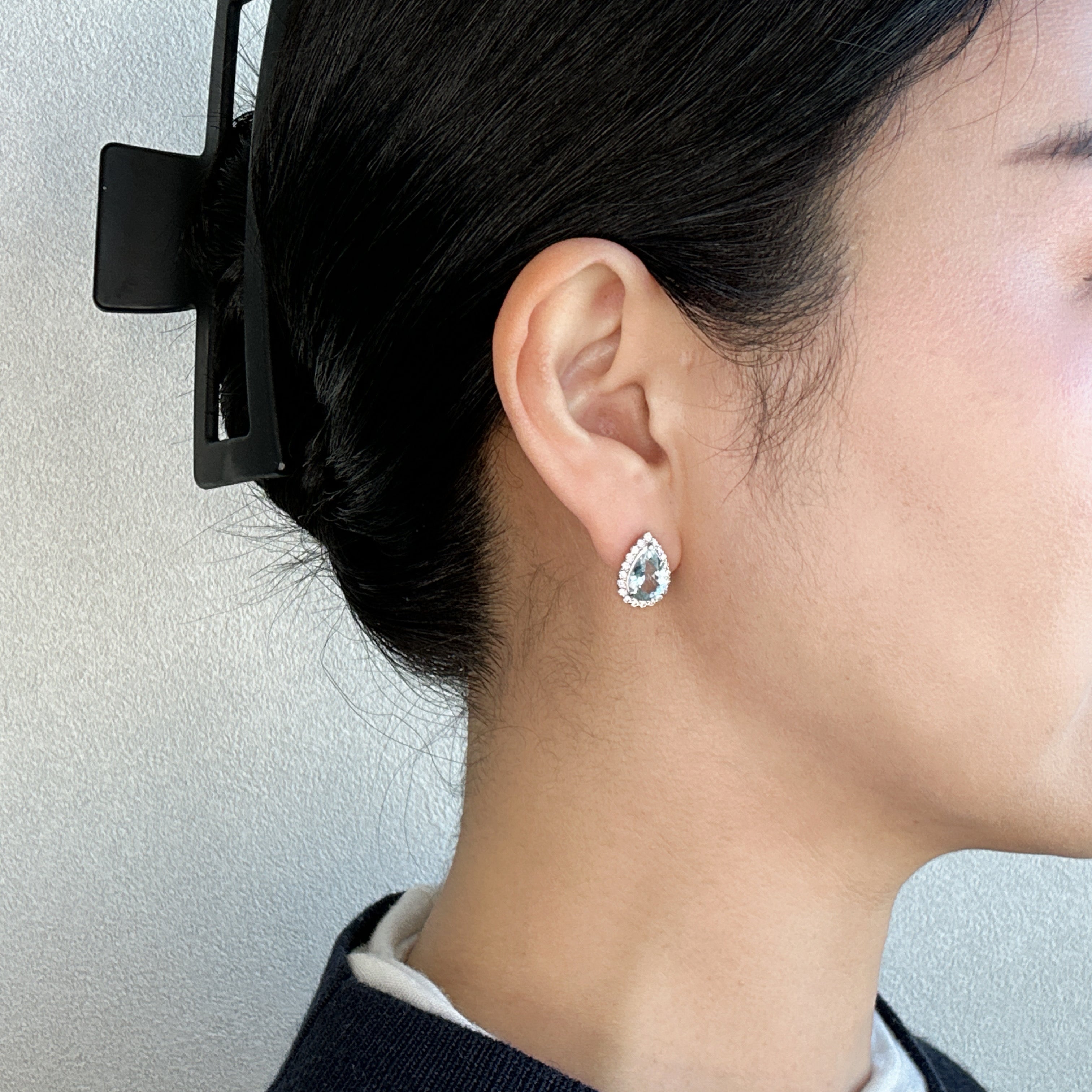 411［一点物］ピアス アクアマリン 1.38ct×2 PS PT