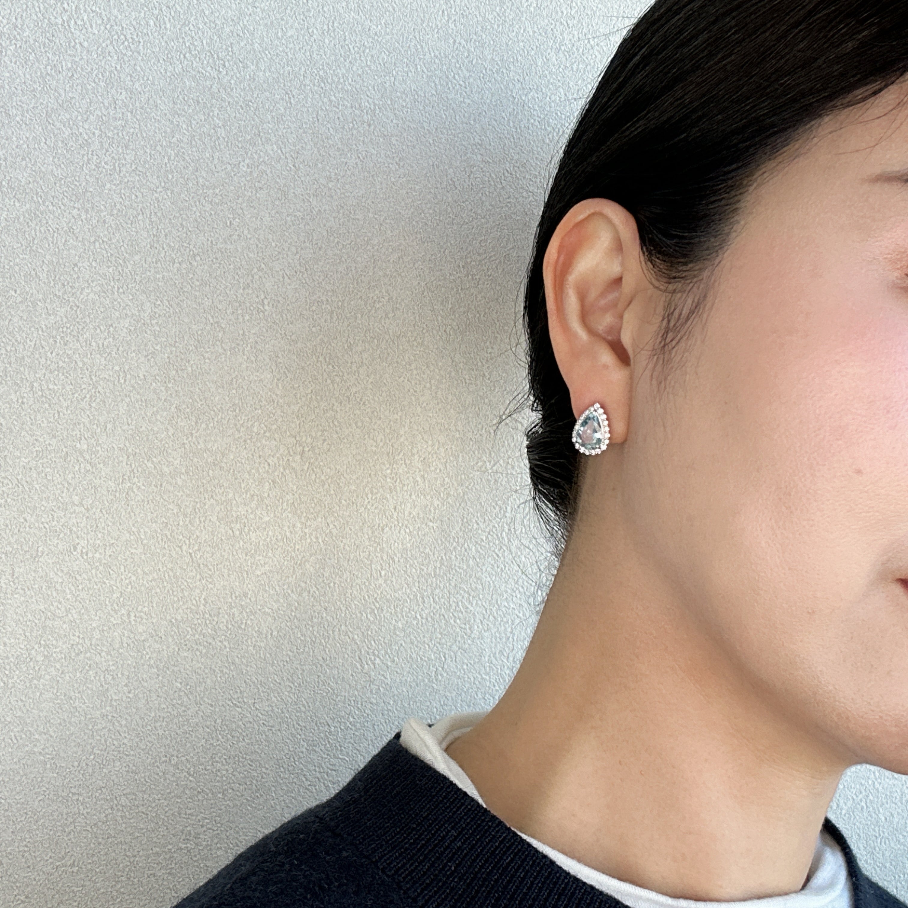 411［一点物］ピアス アクアマリン 1.38ct×2 PS PT