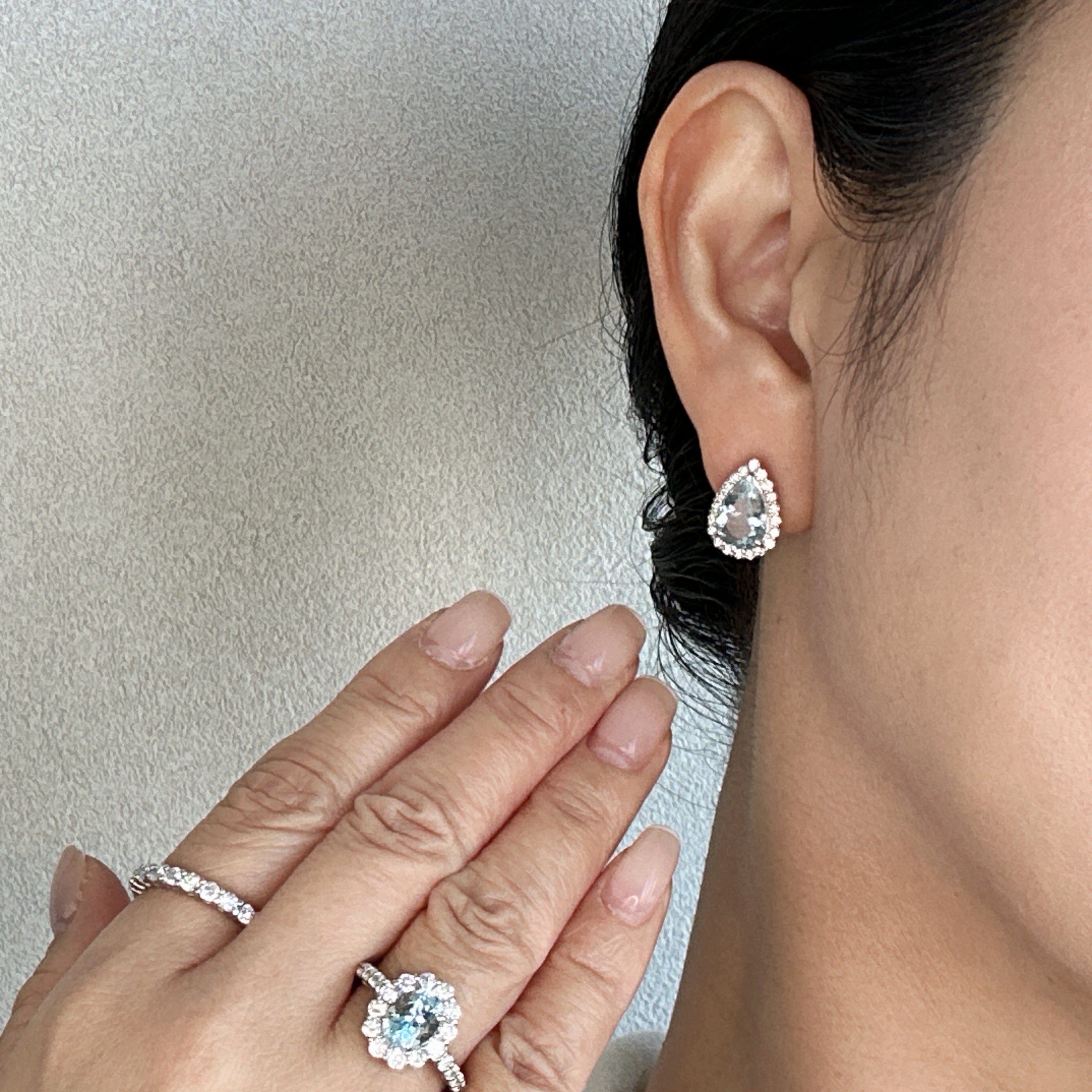 411［一点物］ピアス アクアマリン 1.38ct×2 PS PT