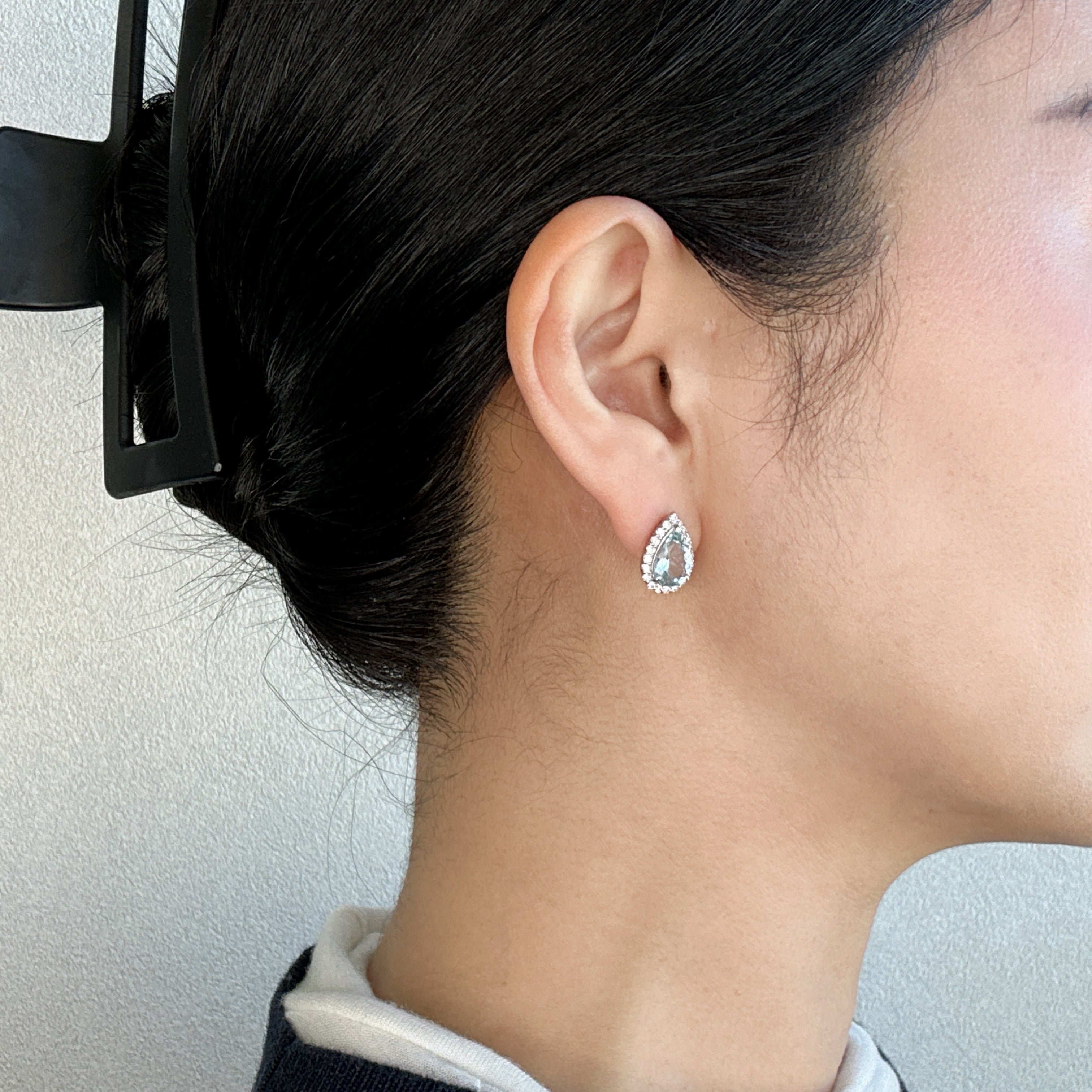 411［一点物］ピアス アクアマリン 1.38ct×2 PS PT