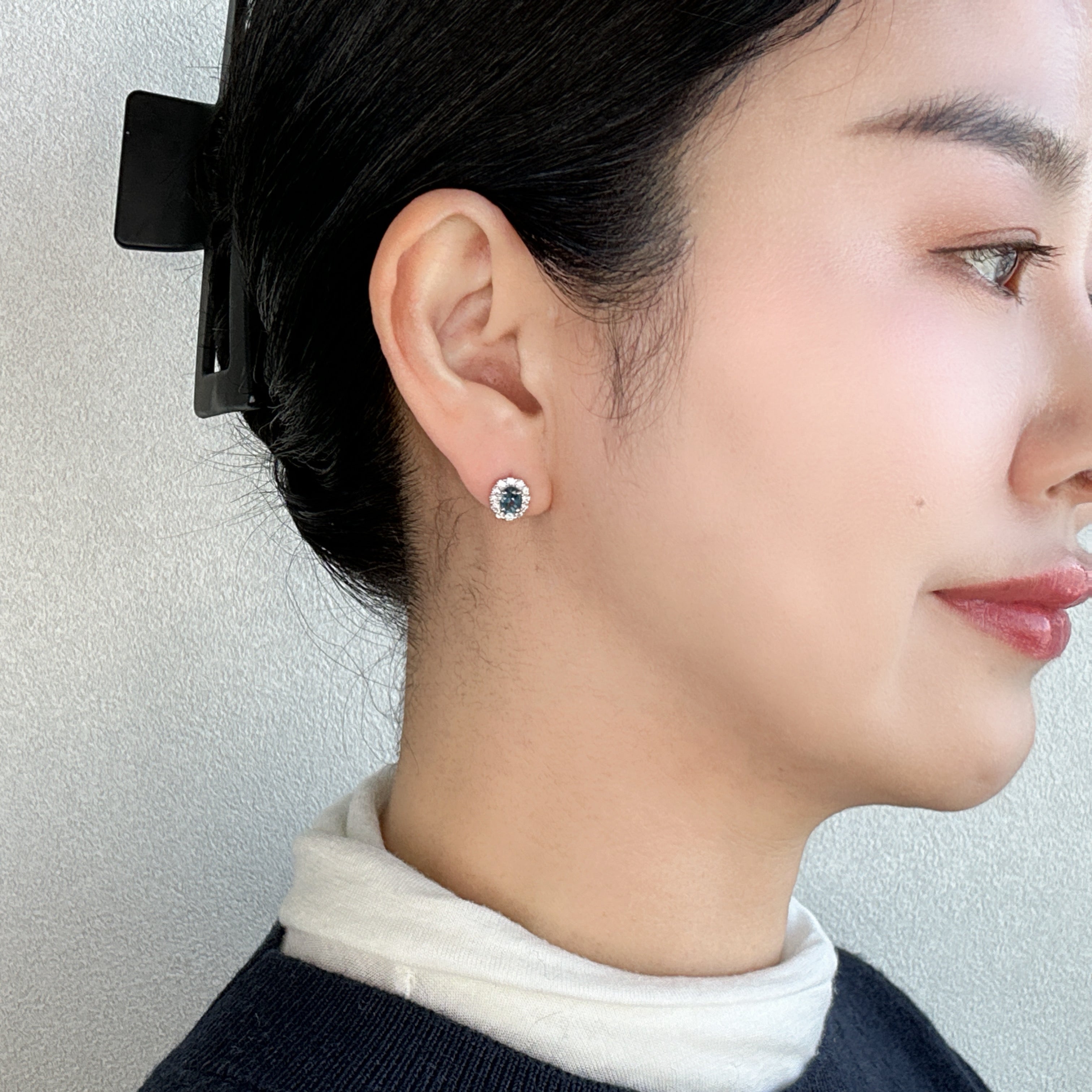 406［一点物］ピアス アクアマリン 0.35ct×2 OV PT