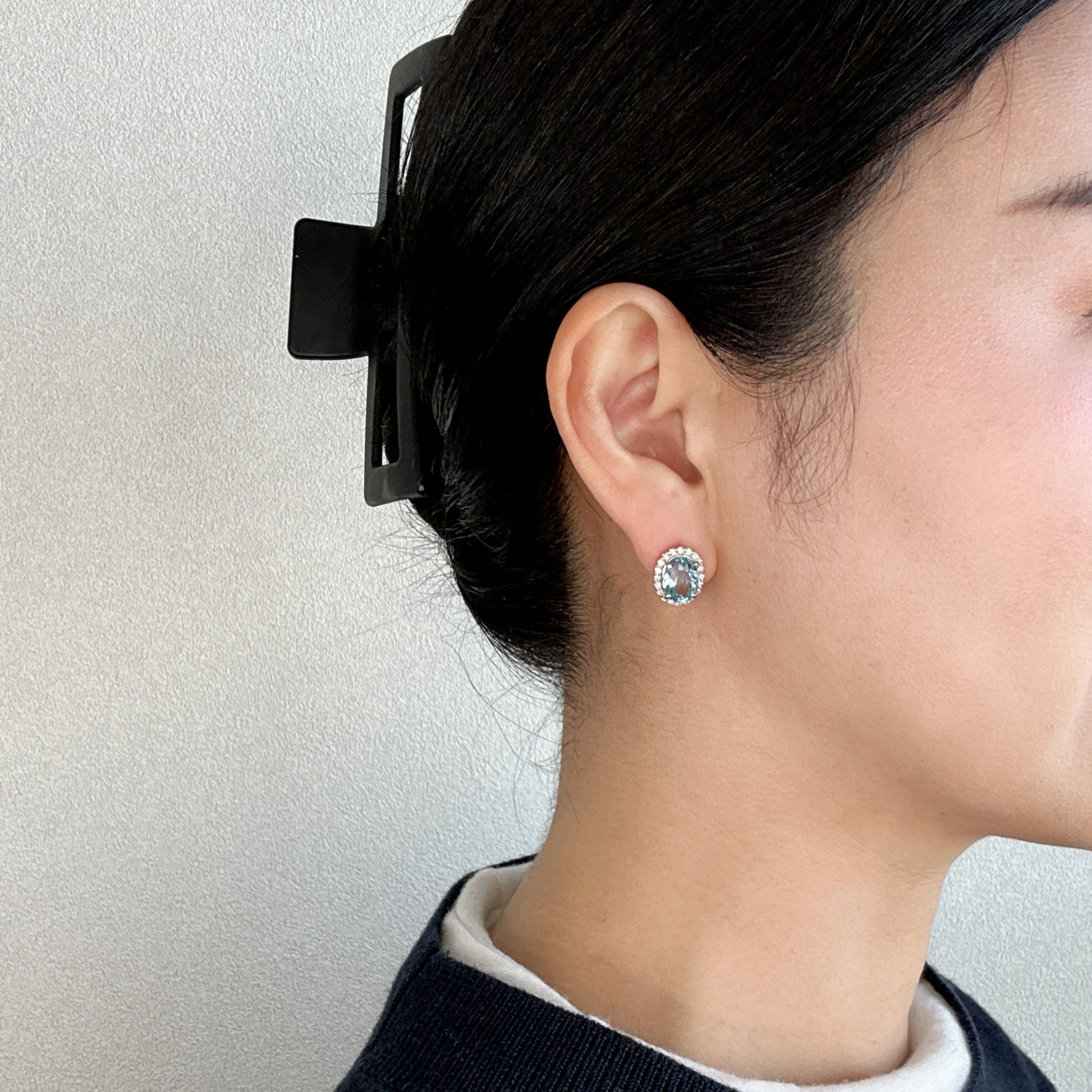 410［一点物］ピアス アクアマリン 2.5ct×2 OV PT