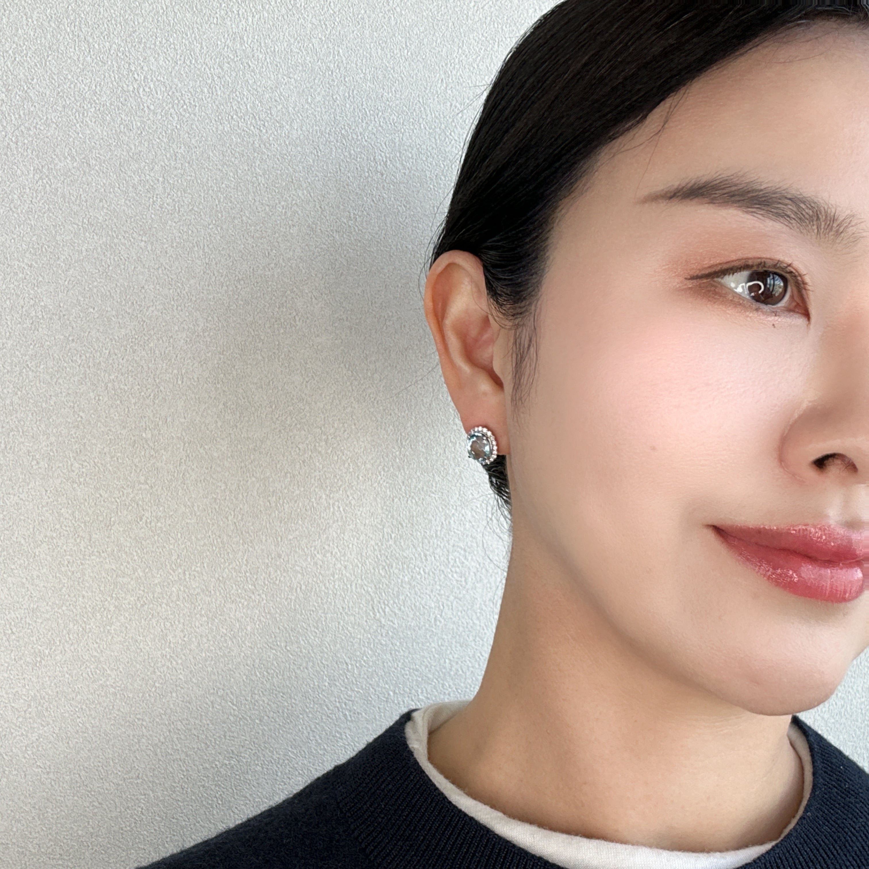 410［一点物］ピアス アクアマリン 2.5ct×2 OV PT