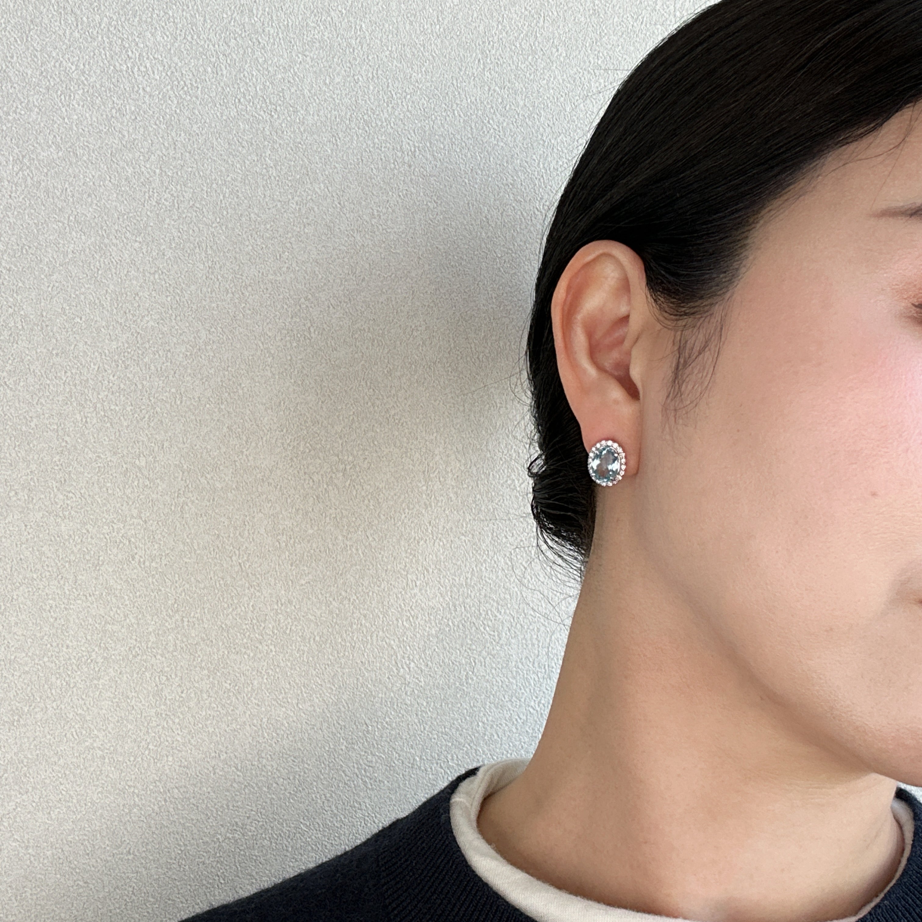 410［一点物］ピアス アクアマリン 2.5ct×2 OV PT