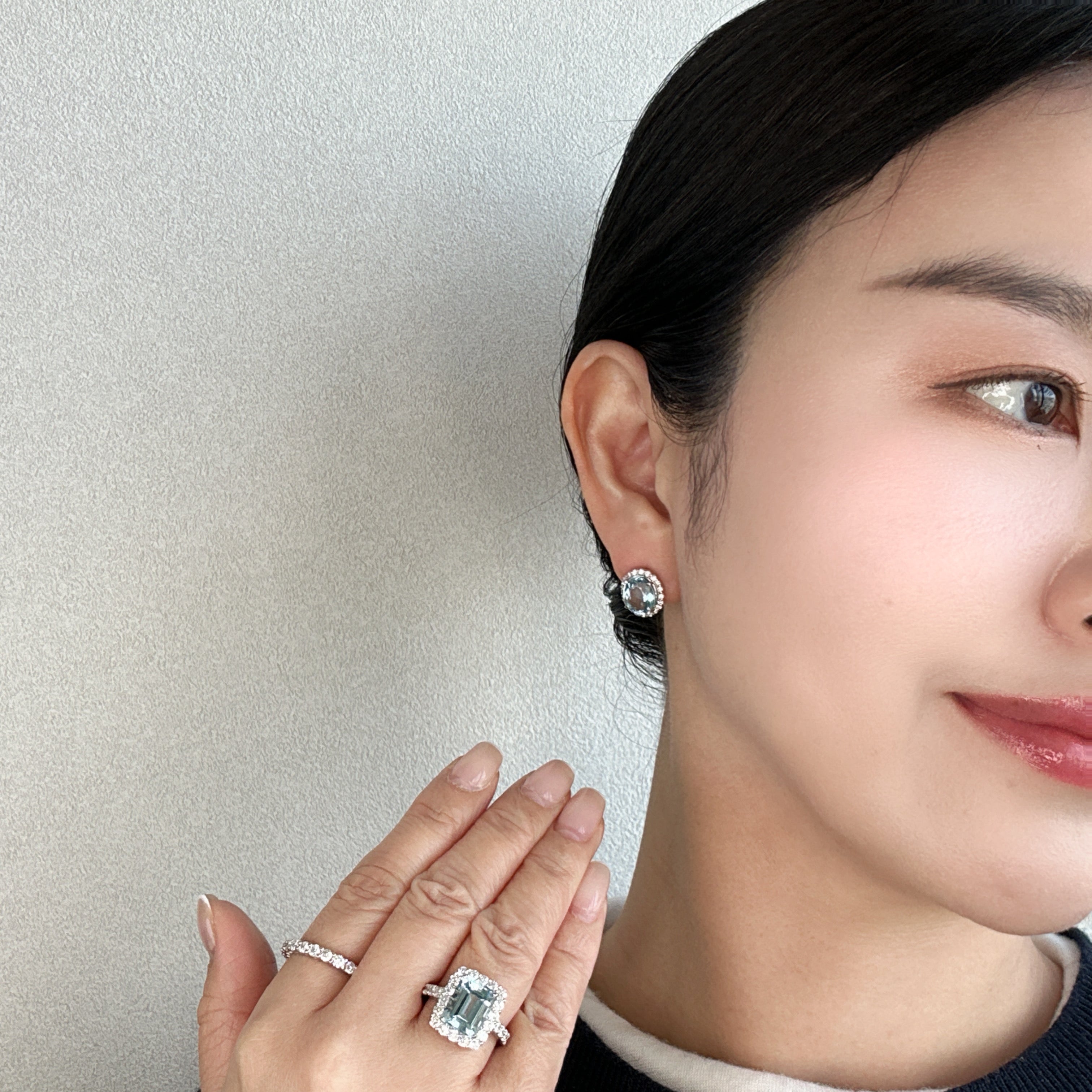 410［一点物］ピアス アクアマリン 2.5ct×2 OV PT