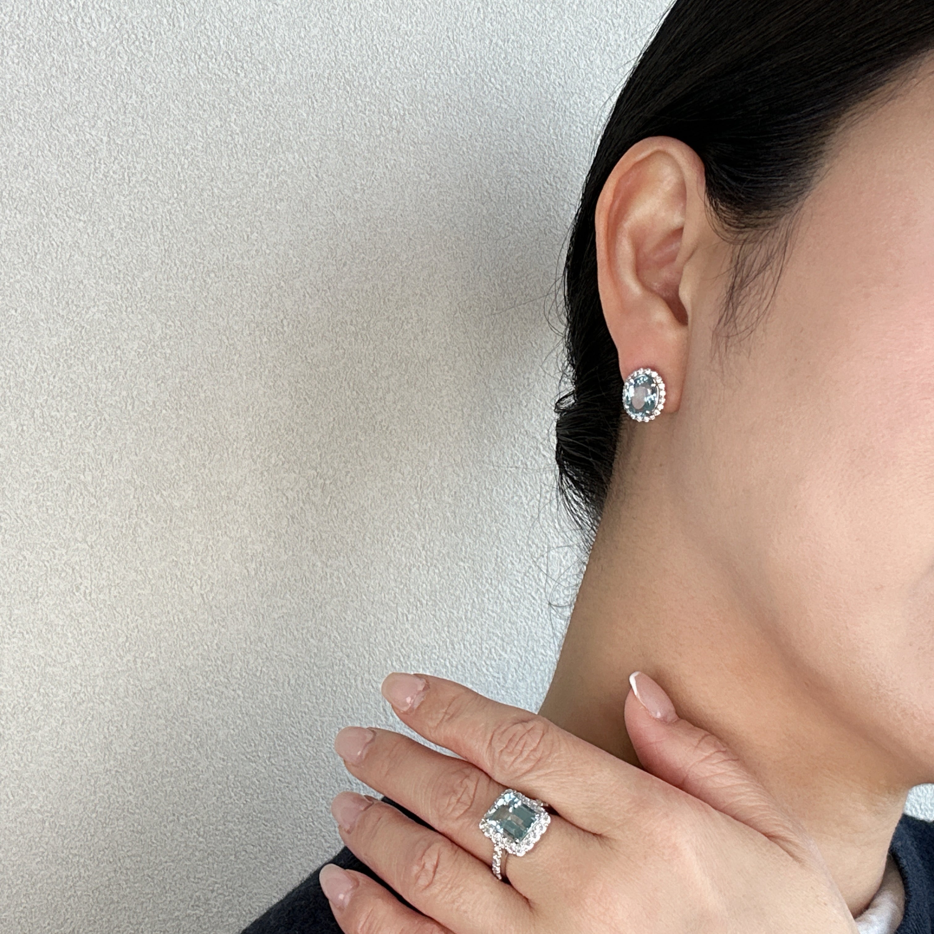 410［一点物］ピアス アクアマリン 2.5ct×2 OV PT