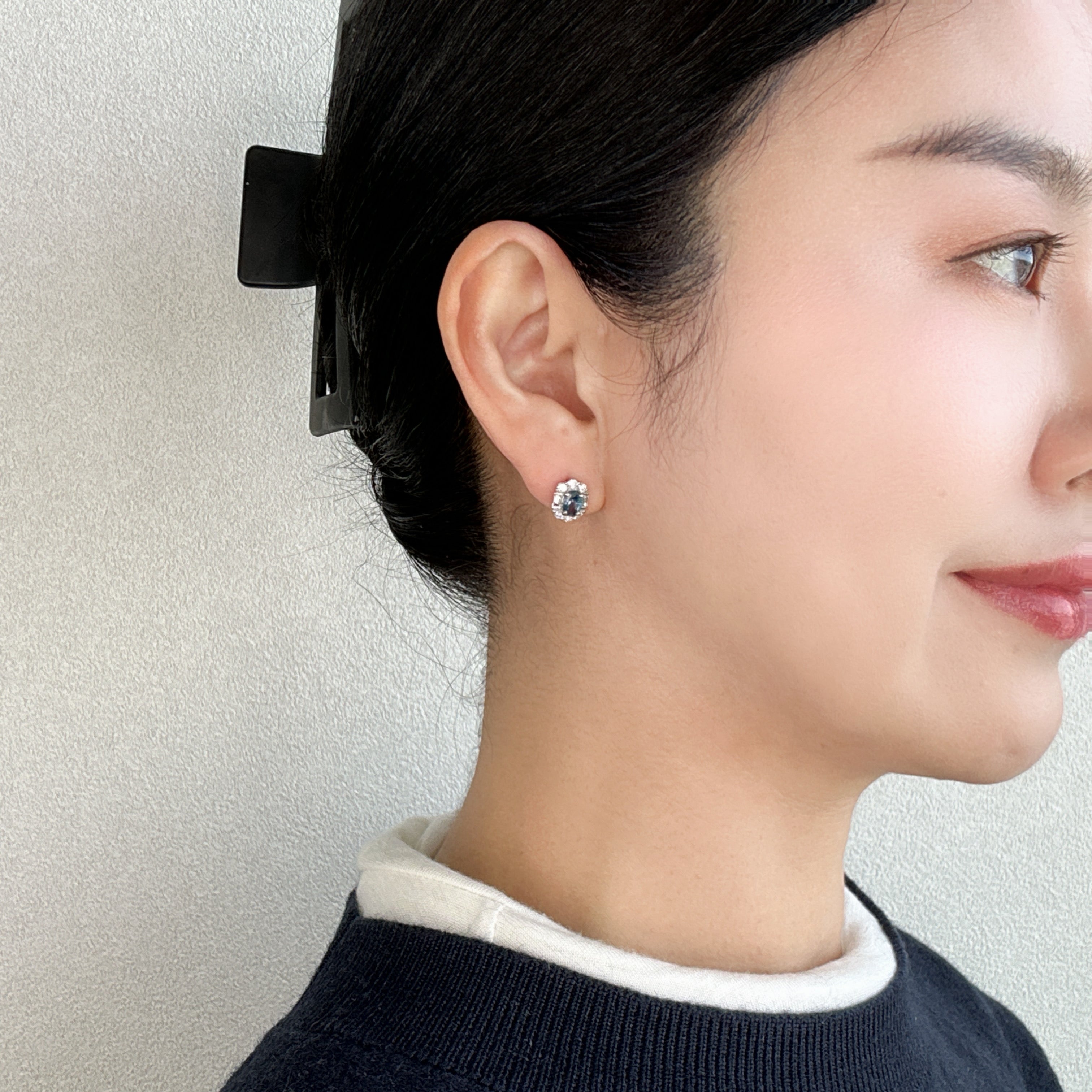 408［一点物］ピアス アクアマリン 0.47ct×2 OV PT