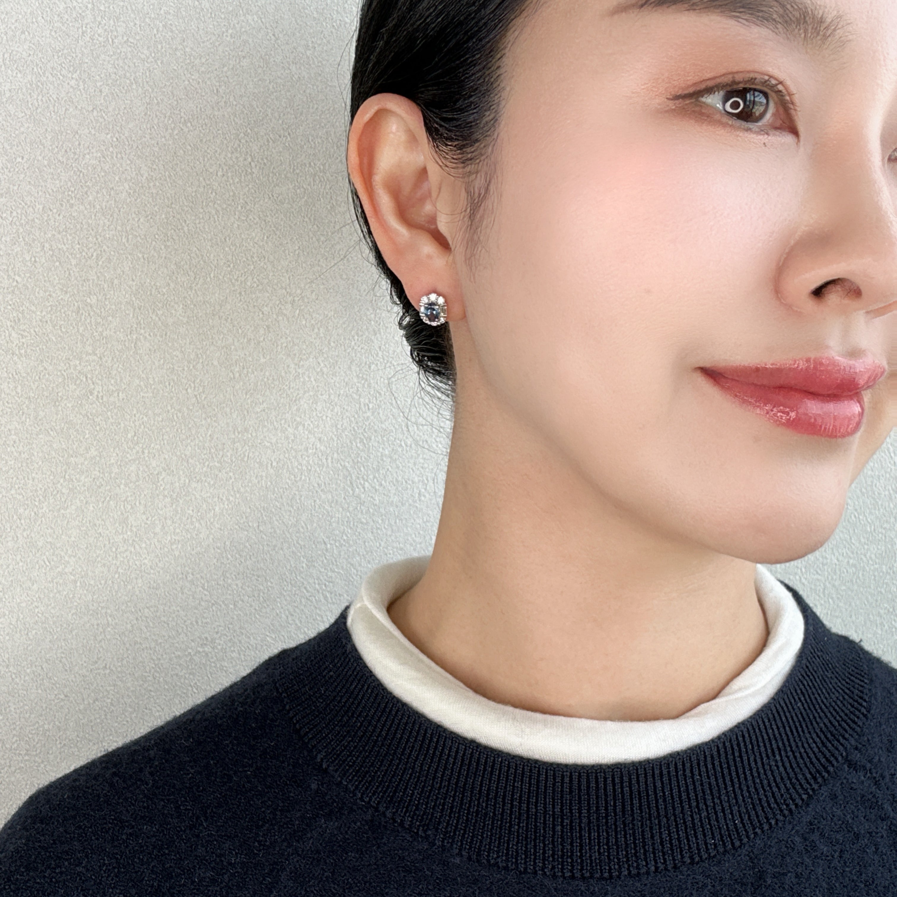 408［一点物］ピアス アクアマリン 0.47ct×2 OV PT