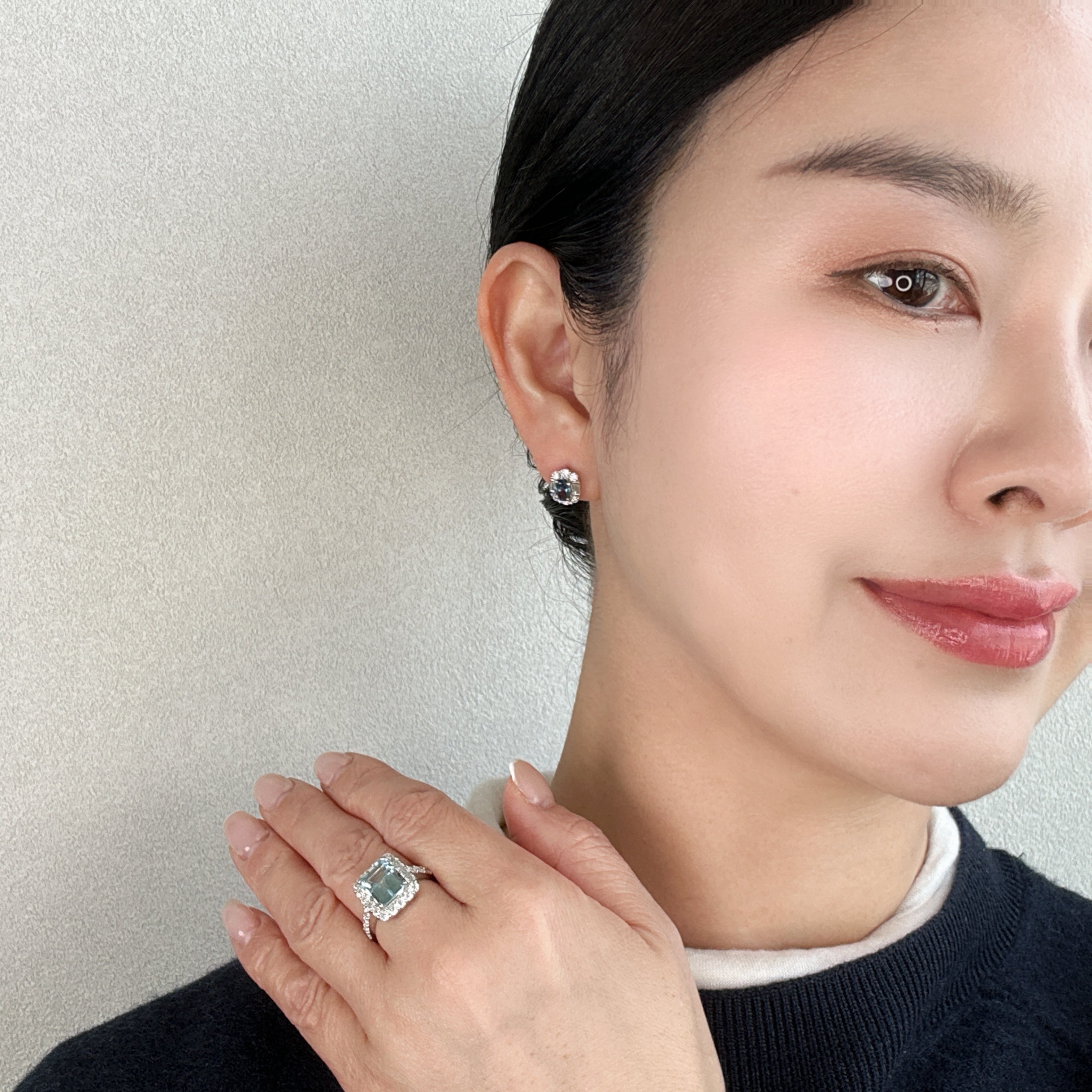 408［一点物］ピアス アクアマリン 0.47ct×2 OV PT