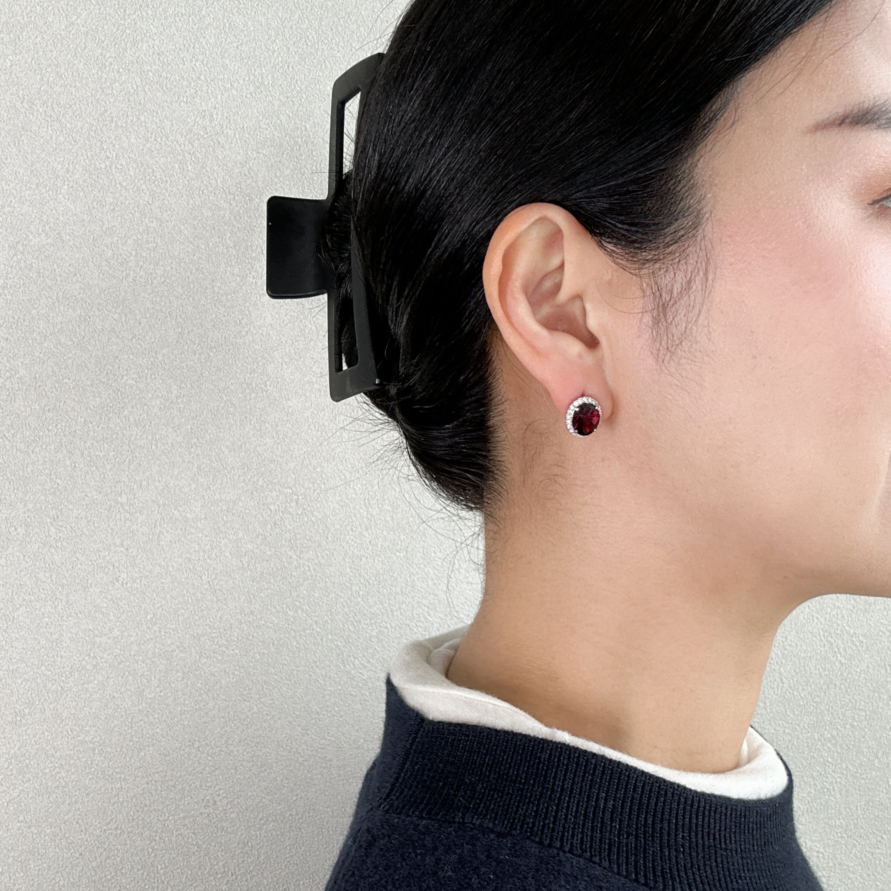 412［一点物］ピアス ロードライトガーネット 2.9ct×2