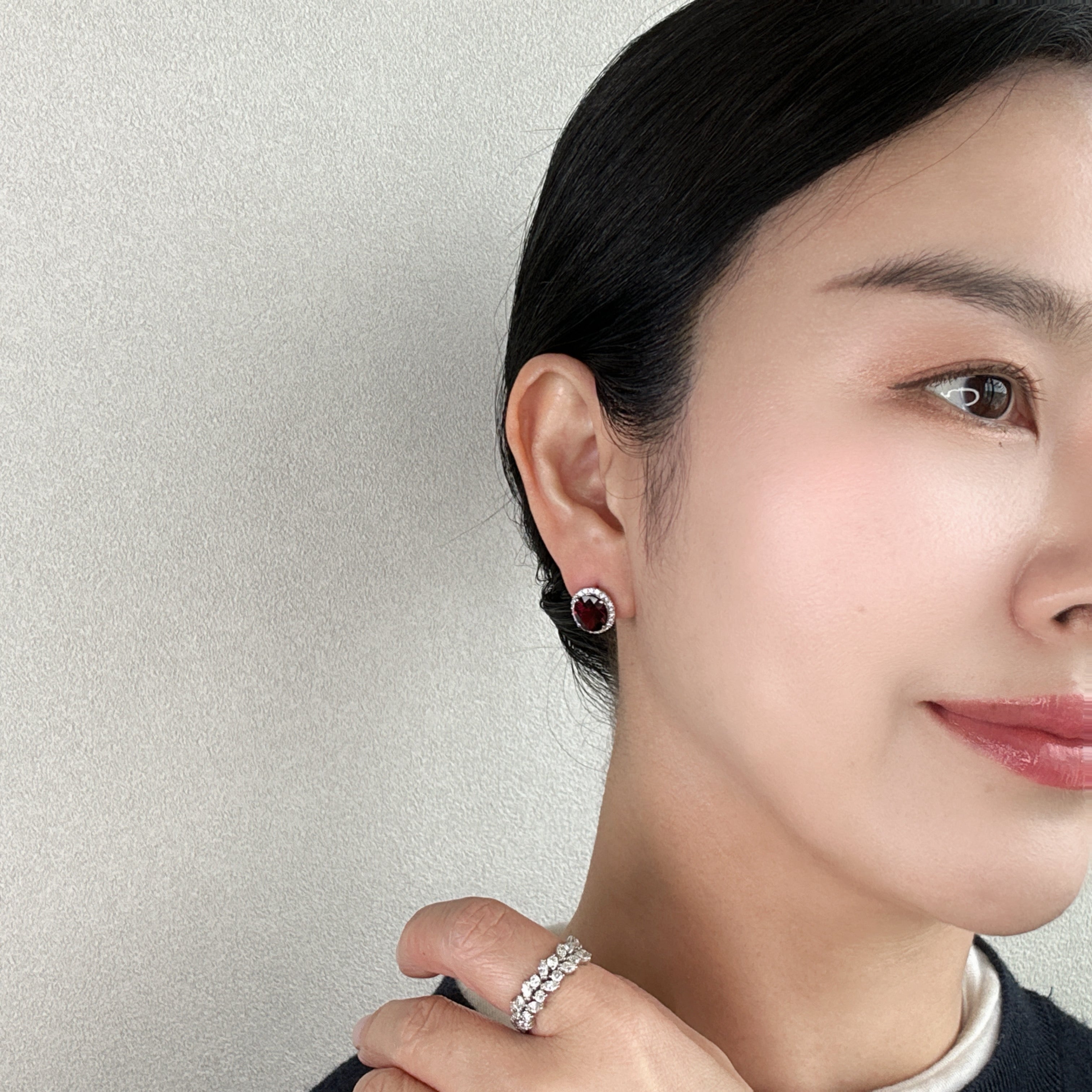 412［一点物］ピアス ロードライトガーネット 2.9ct×2