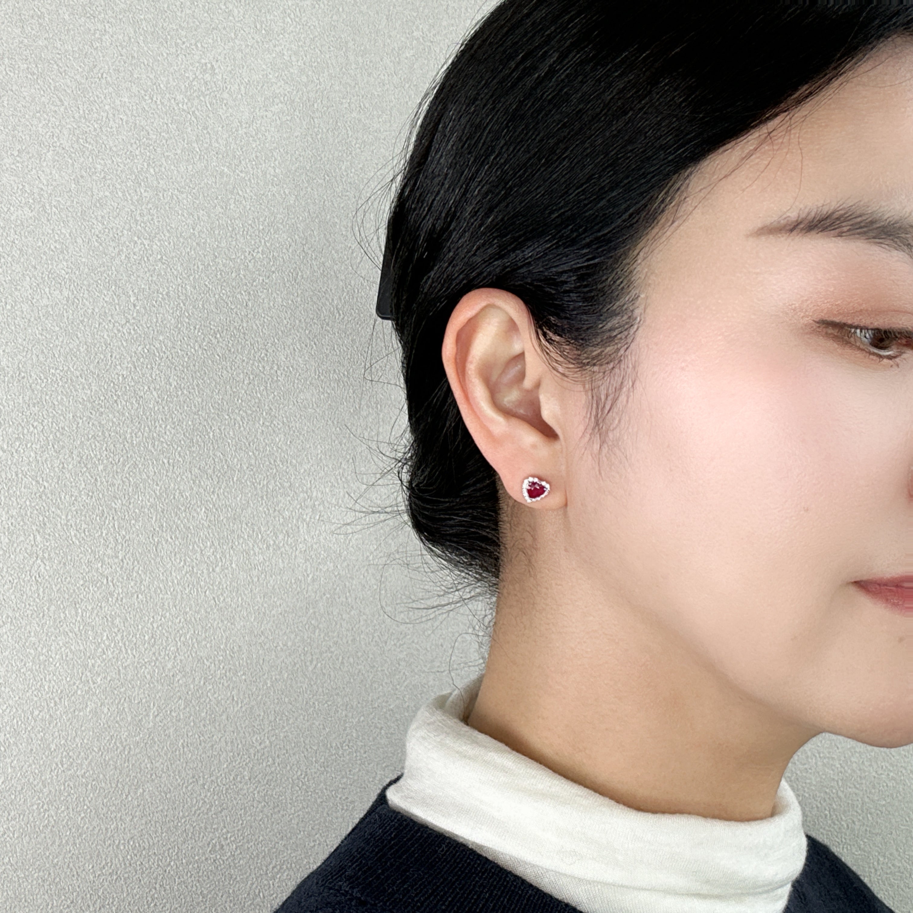 418［一点物］ピアス ルビー0.5ct×2 HS PT