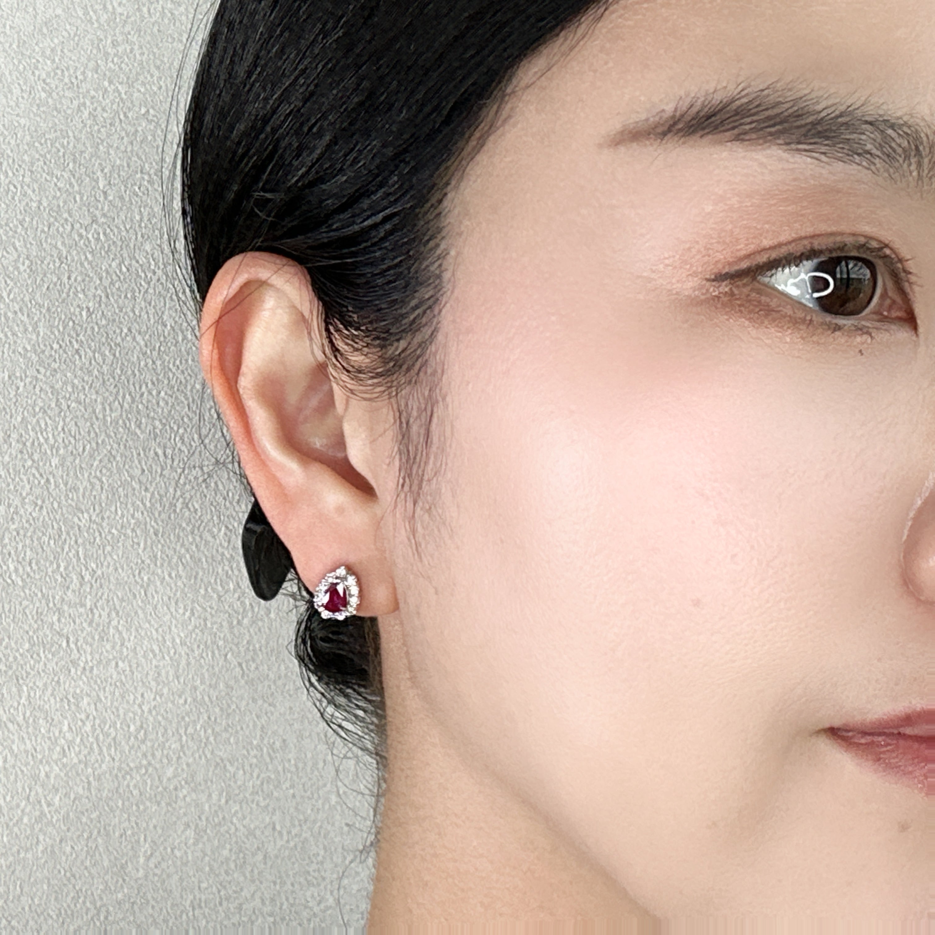 419［一点物］ピアス　ルビー0.3ct×2 PS PT