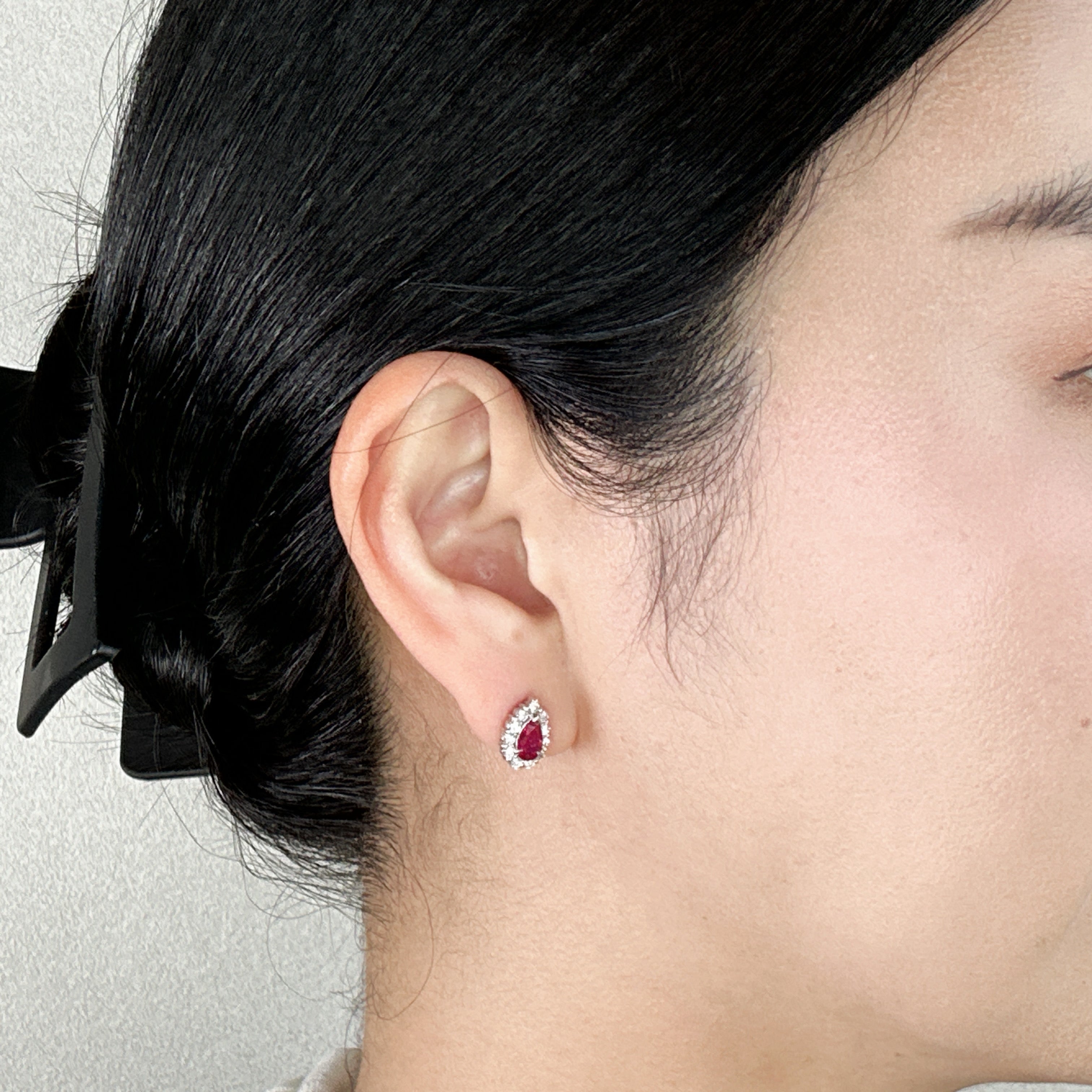 419［一点物］ピアス　ルビー0.3ct×2 PS PT