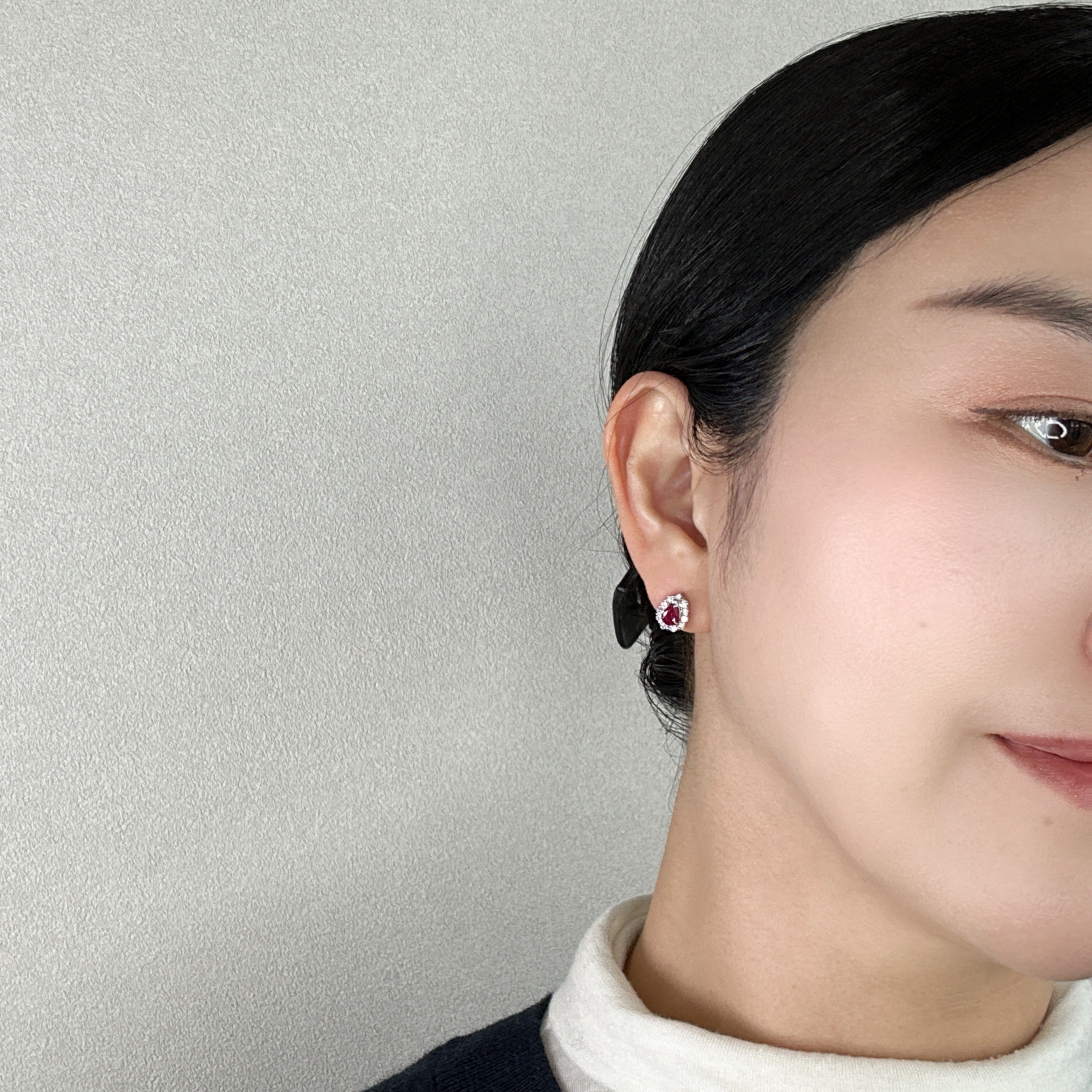 419［一点物］ピアス　ルビー0.3ct×2 PS PT