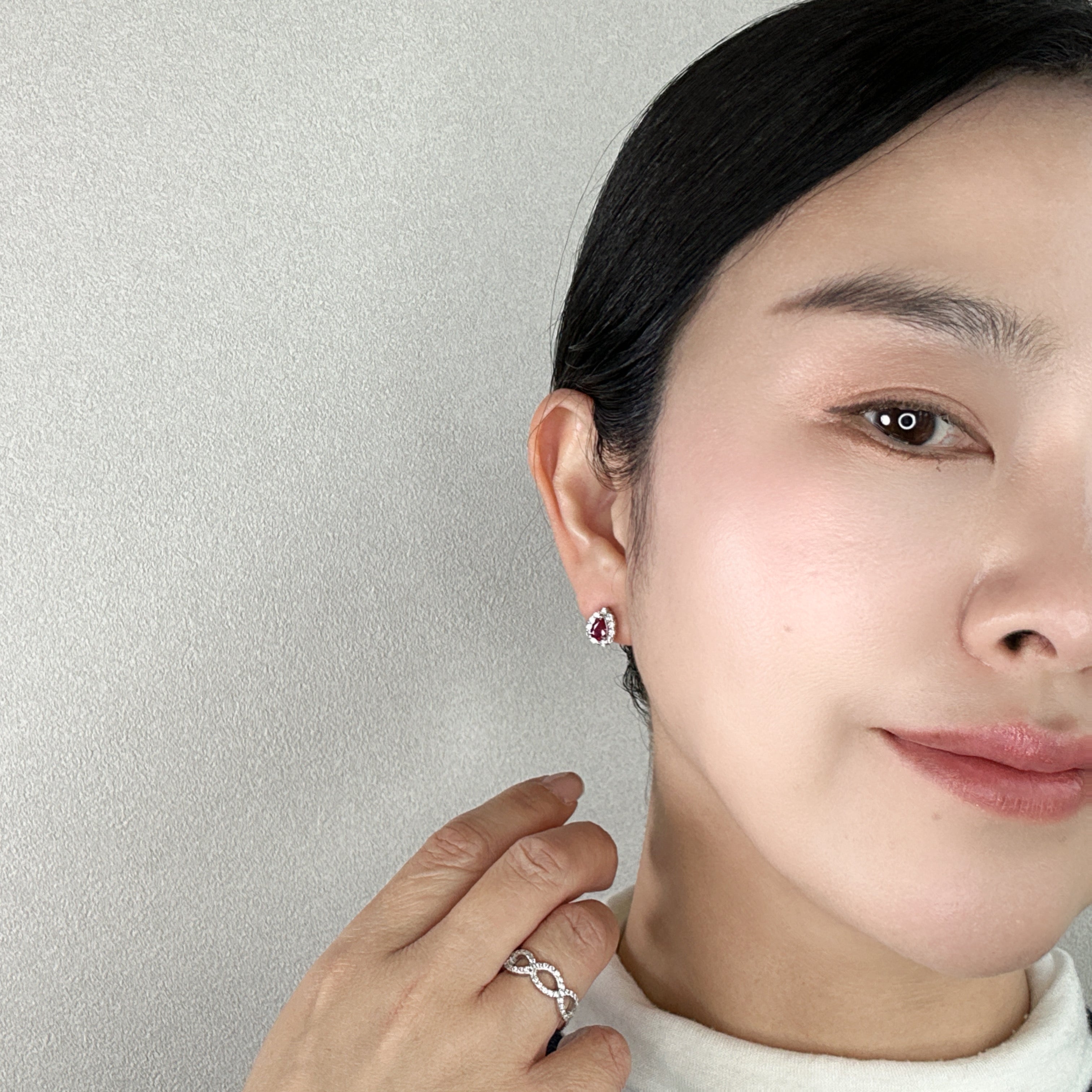 419［一点物］ピアス　ルビー0.3ct×2 PS PT