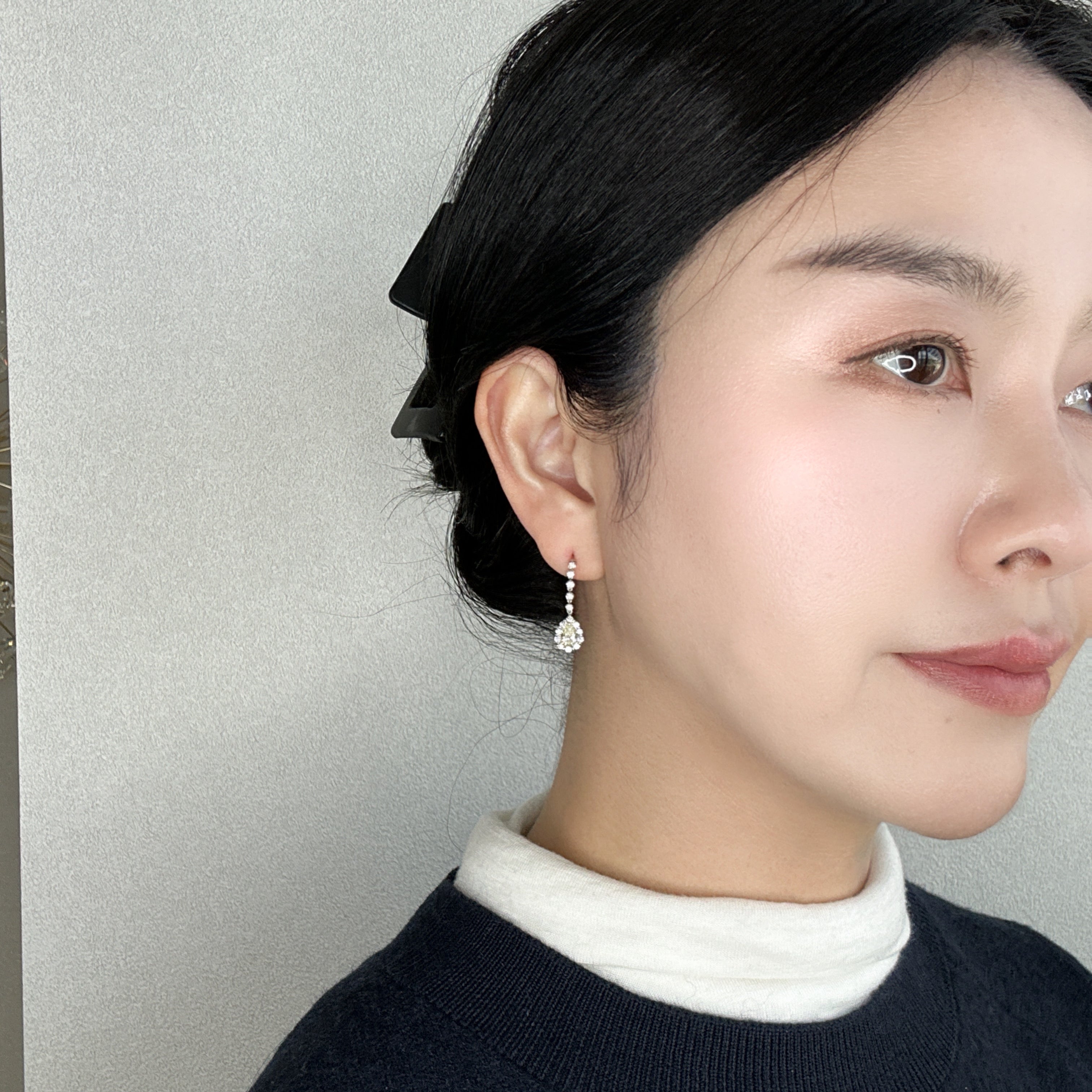 422［一点物］揺れるピアス ダイヤ 0.5ct前後×2 PS PT