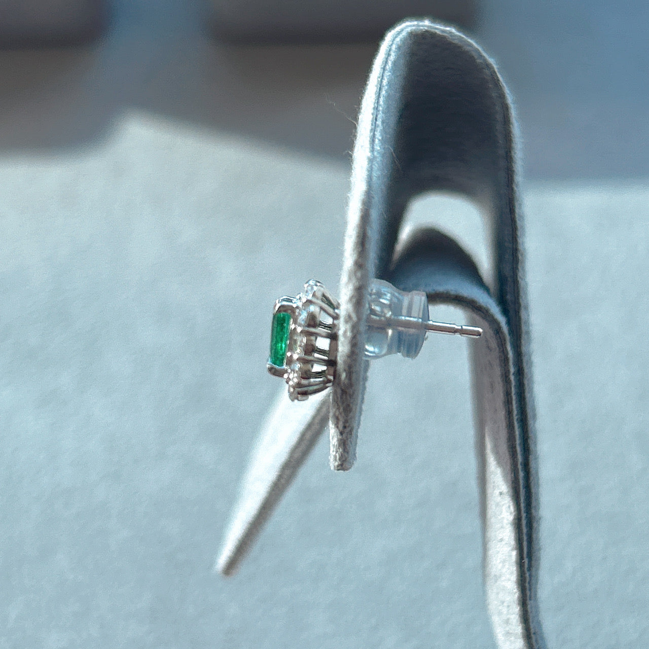 416［一点物］ピアス エメラルド 0.48ct SQ PT