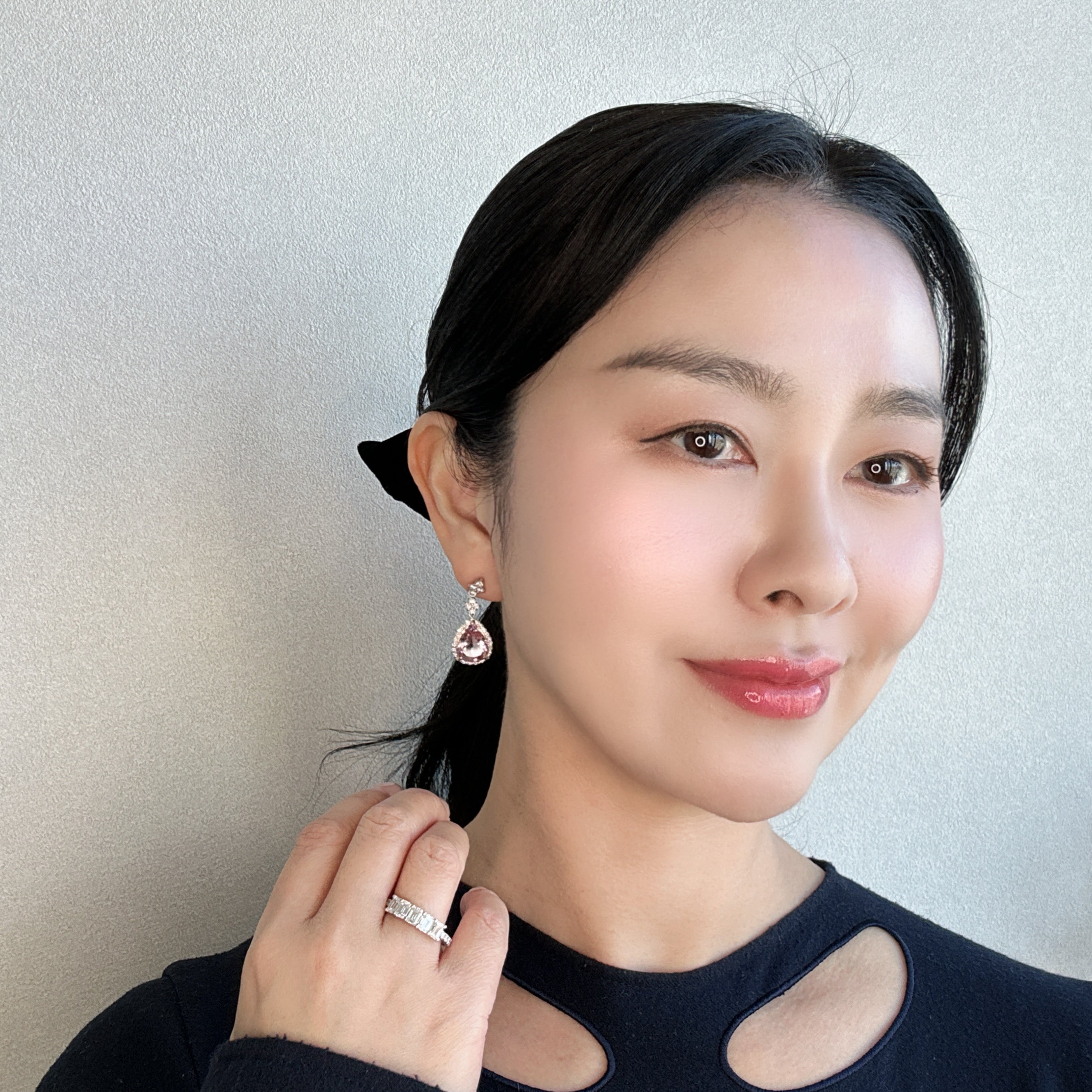 432［一点物］ピアス モルガナイト 3.6ct×2 PS PT