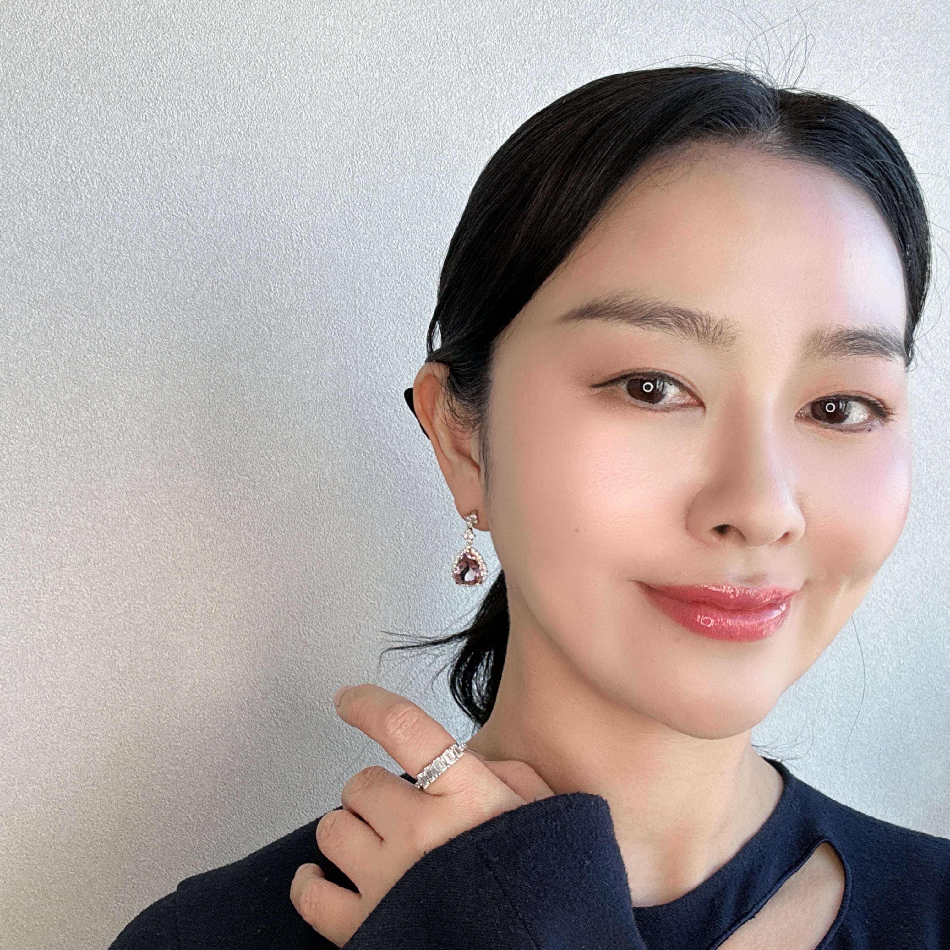 432［一点物］ピアス モルガナイト 3.6ct×2 PS PT