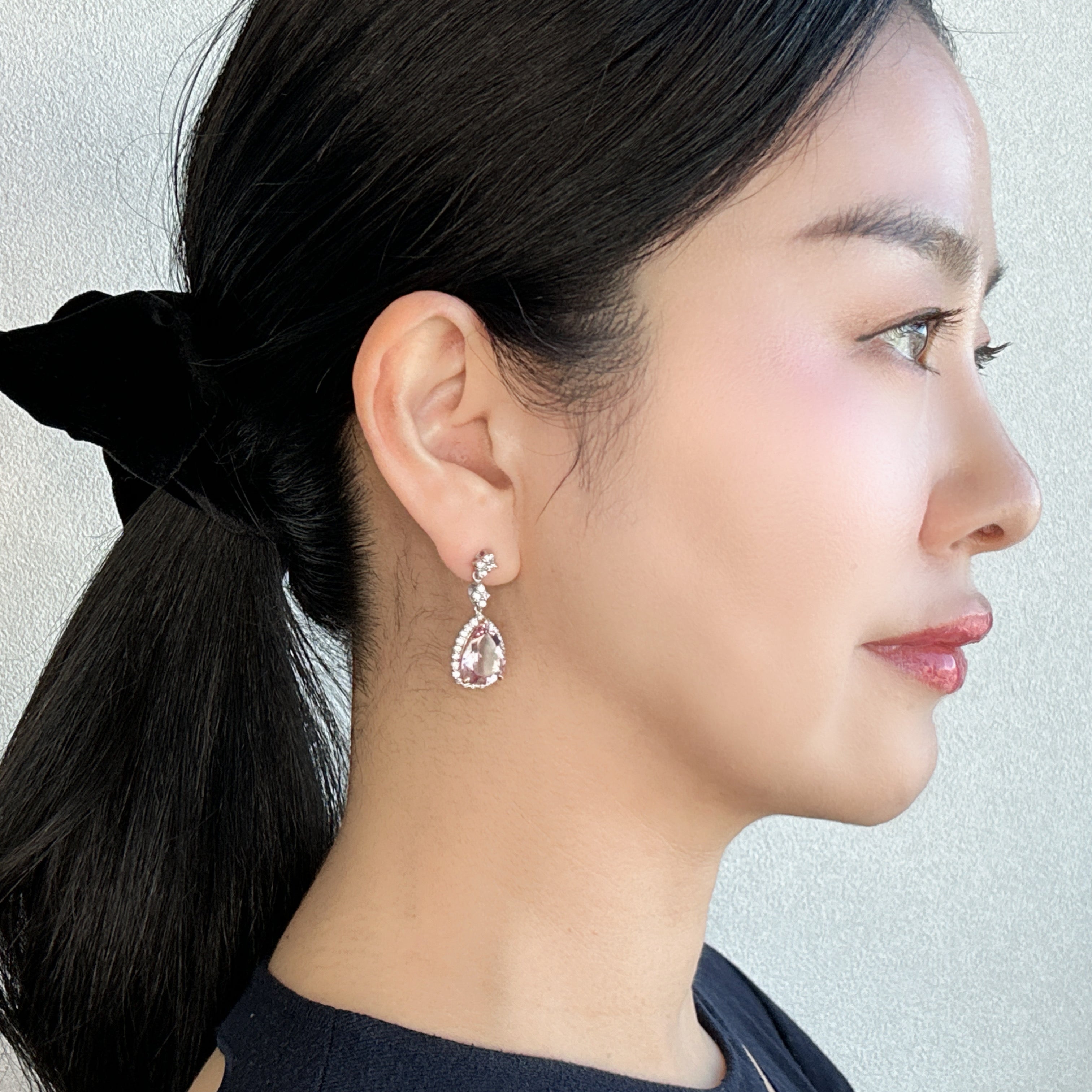 432［一点物］ピアス モルガナイト 3.6ct×2 PS PT