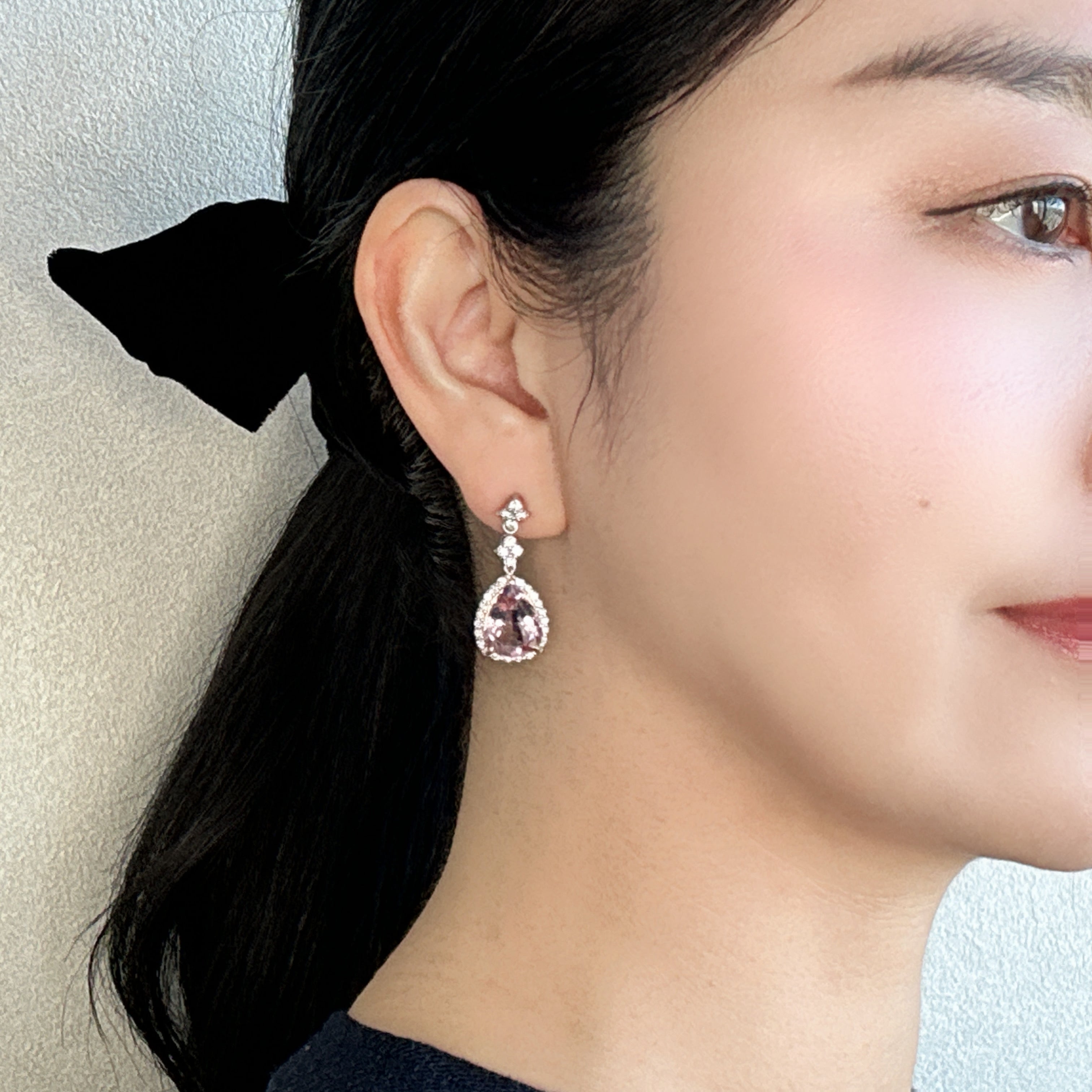 432［一点物］ピアス モルガナイト 3.6ct×2 PS PT