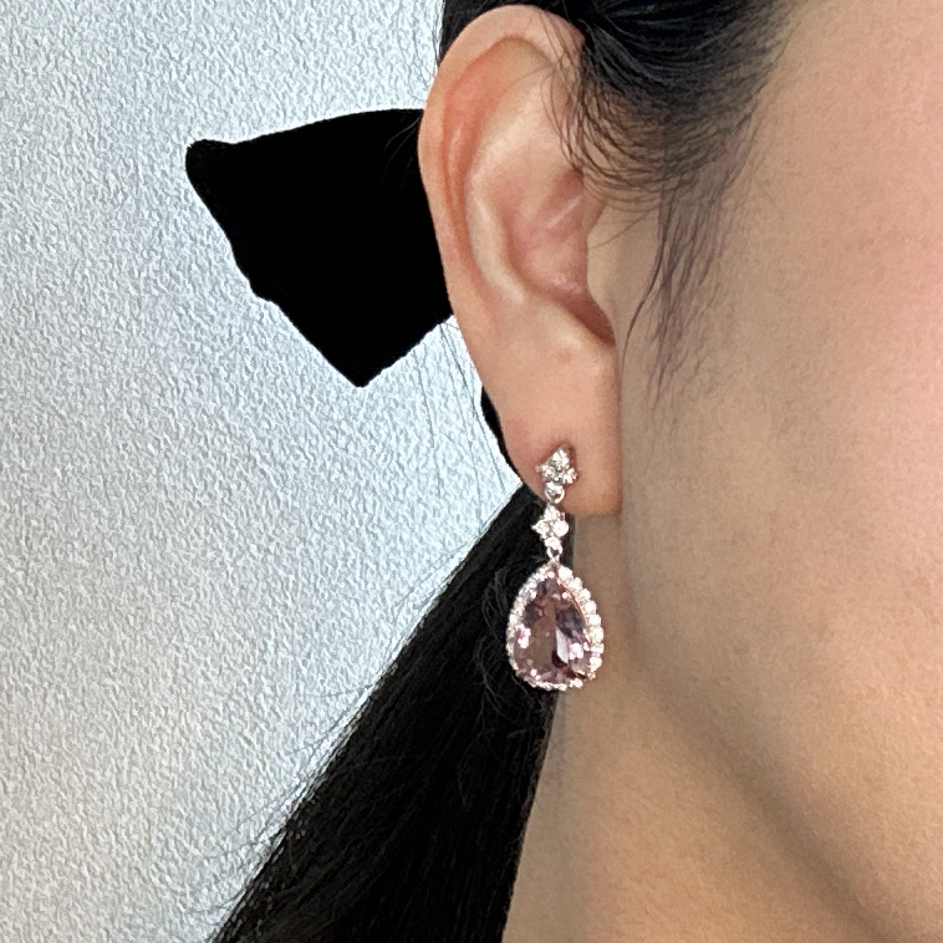 432［一点物］ピアス モルガナイト 3.6ct×2 PS PT