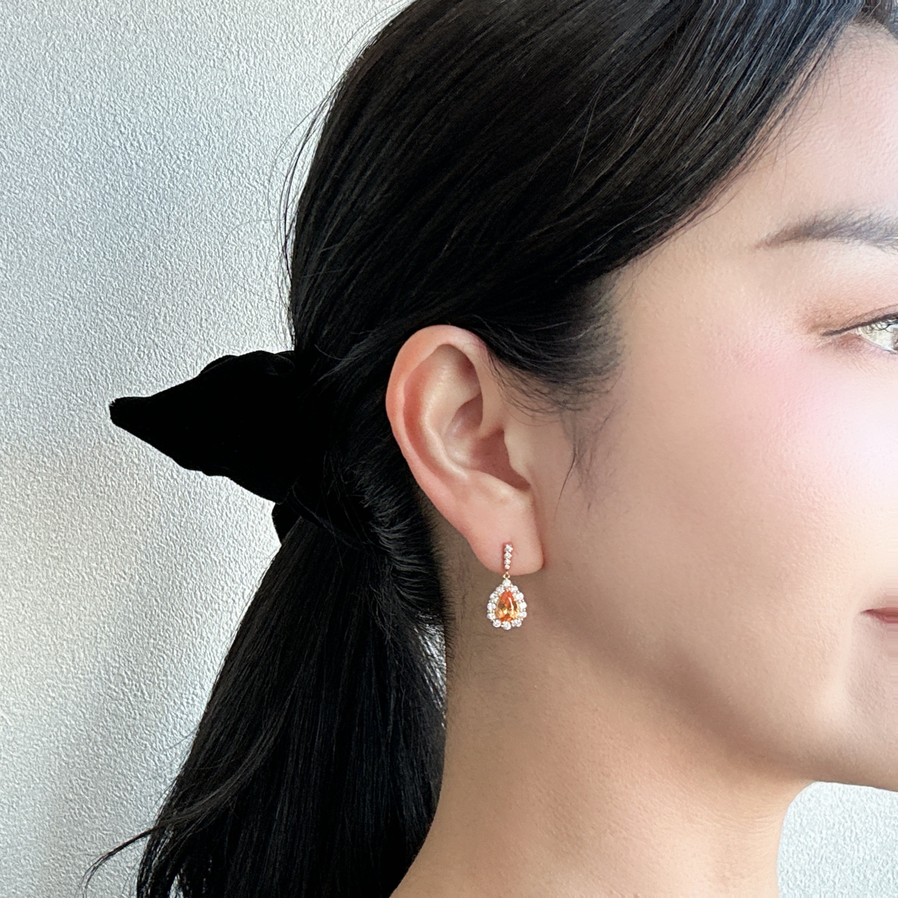 428［一点物］ピアス マンダリンガーネット 1.7ct PS