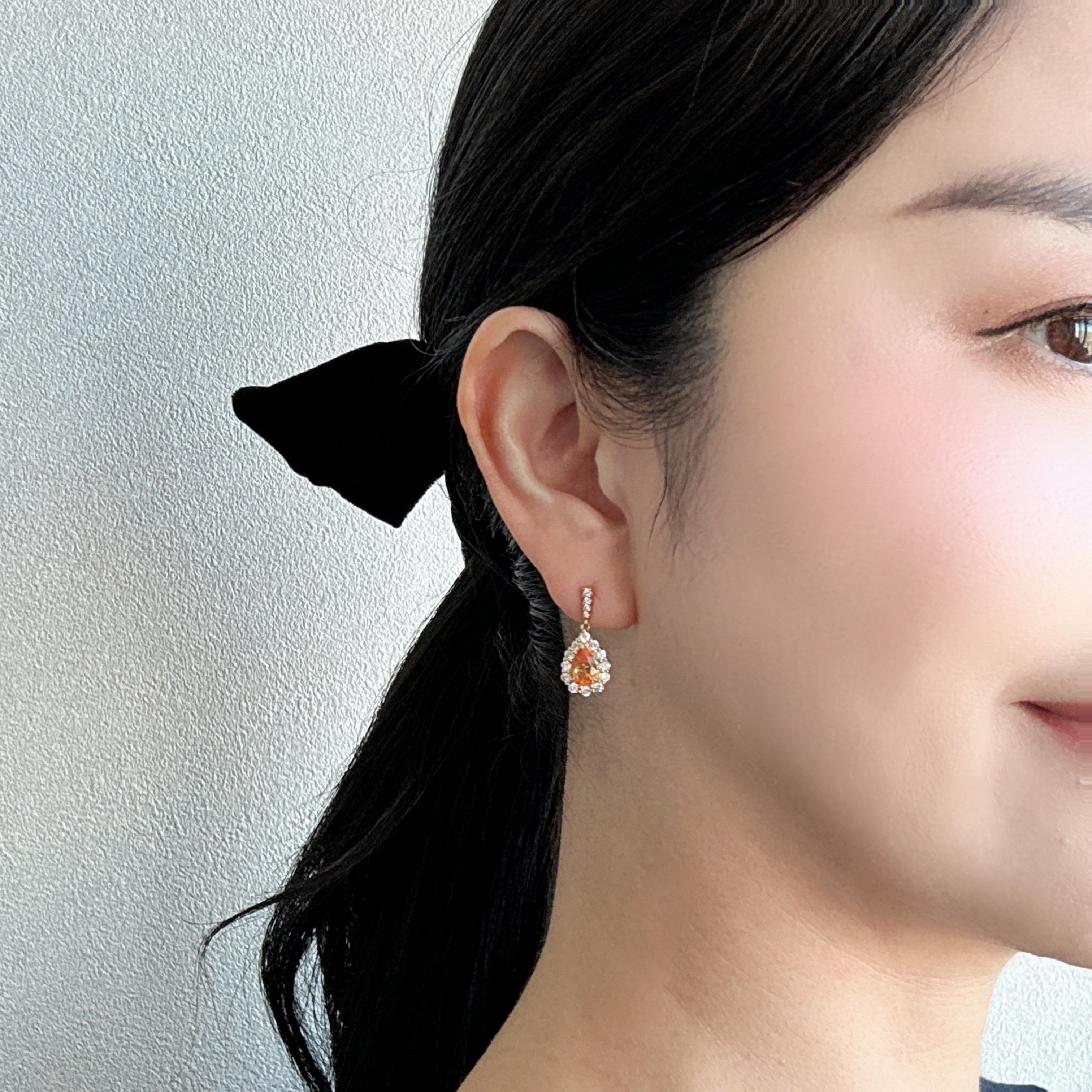 428［一点物］ピアス マンダリンガーネット 1.7ct PS