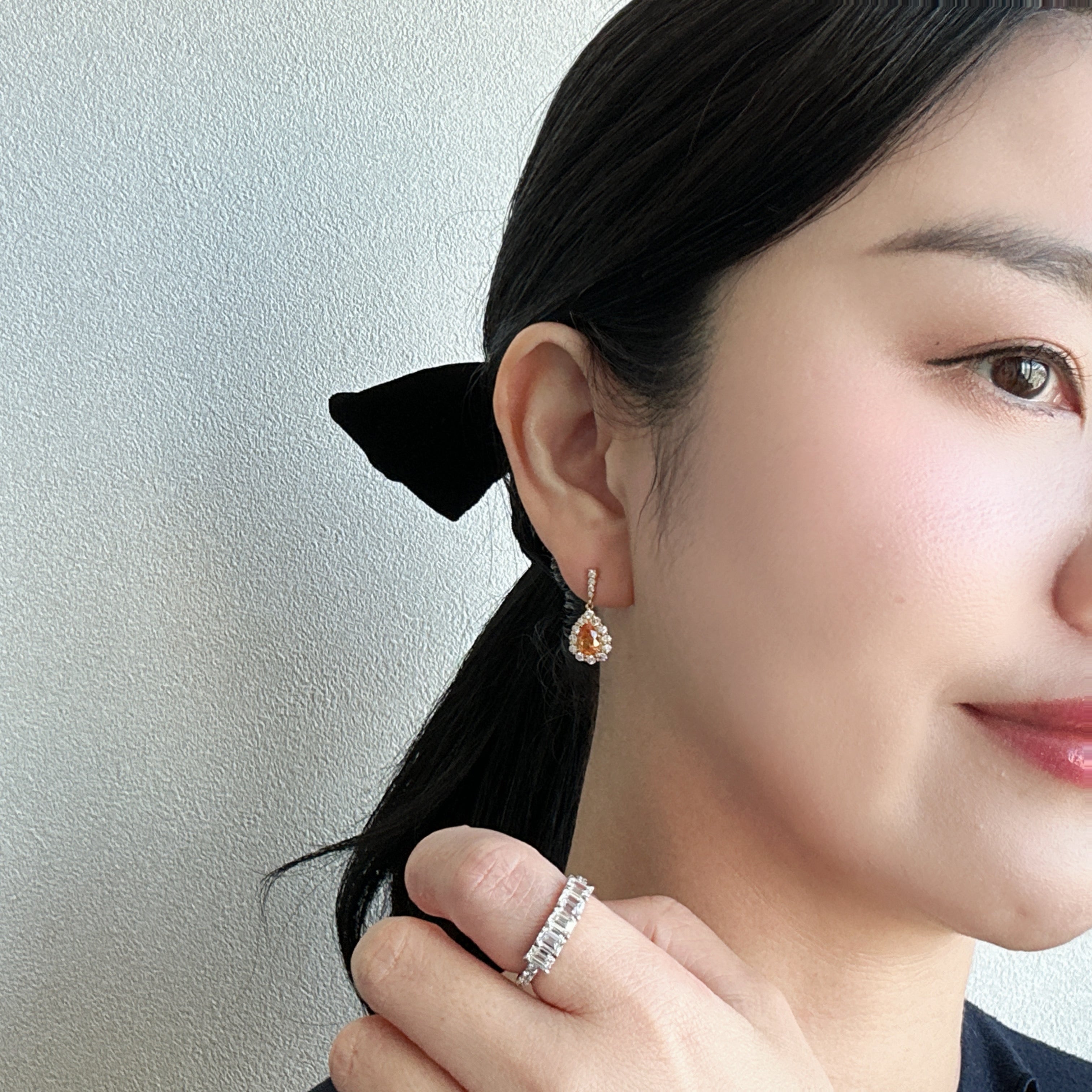 428［一点物］ピアス マンダリンガーネット 1.7ct PS