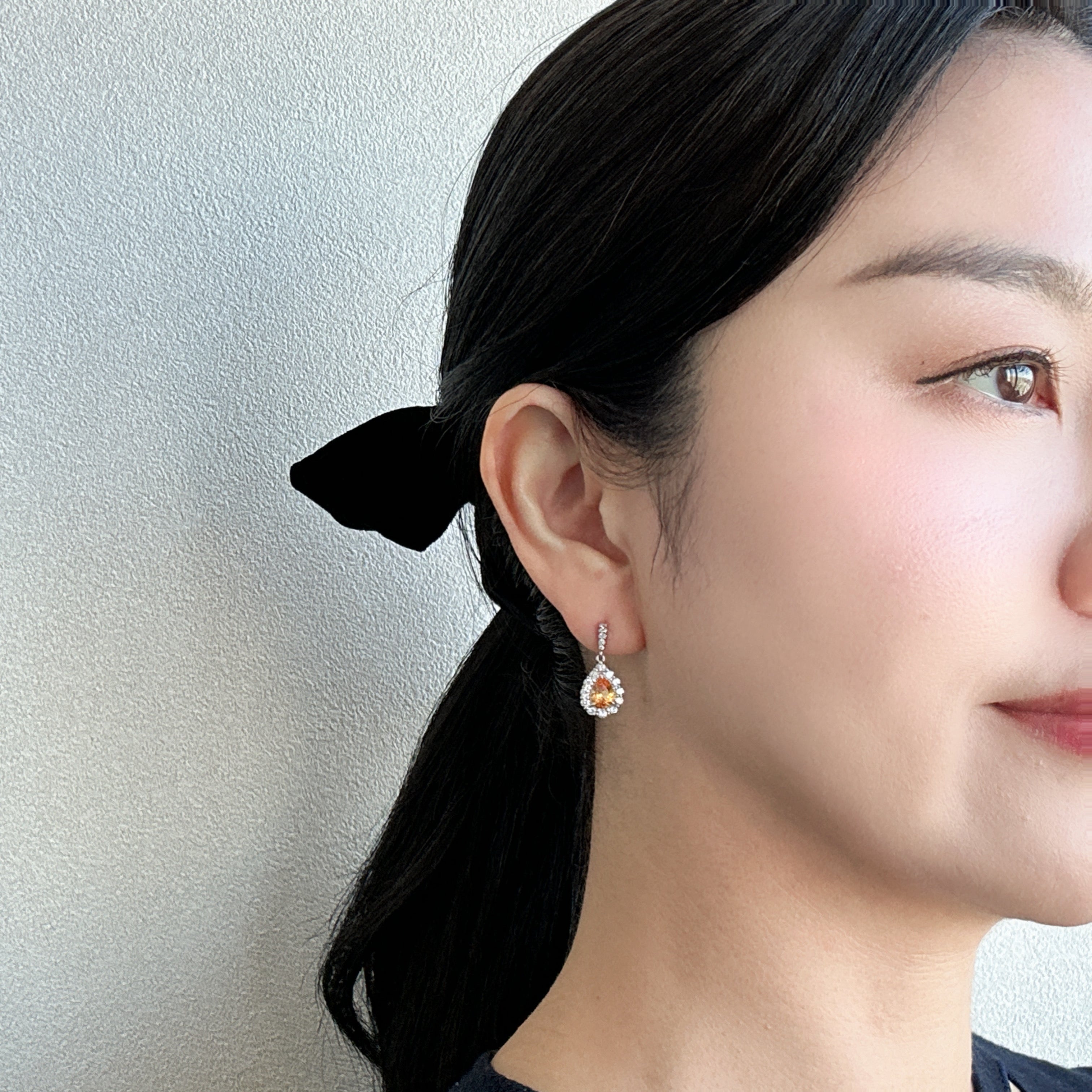 428［一点物］ピアス マンダリンガーネット 1.7ct PS