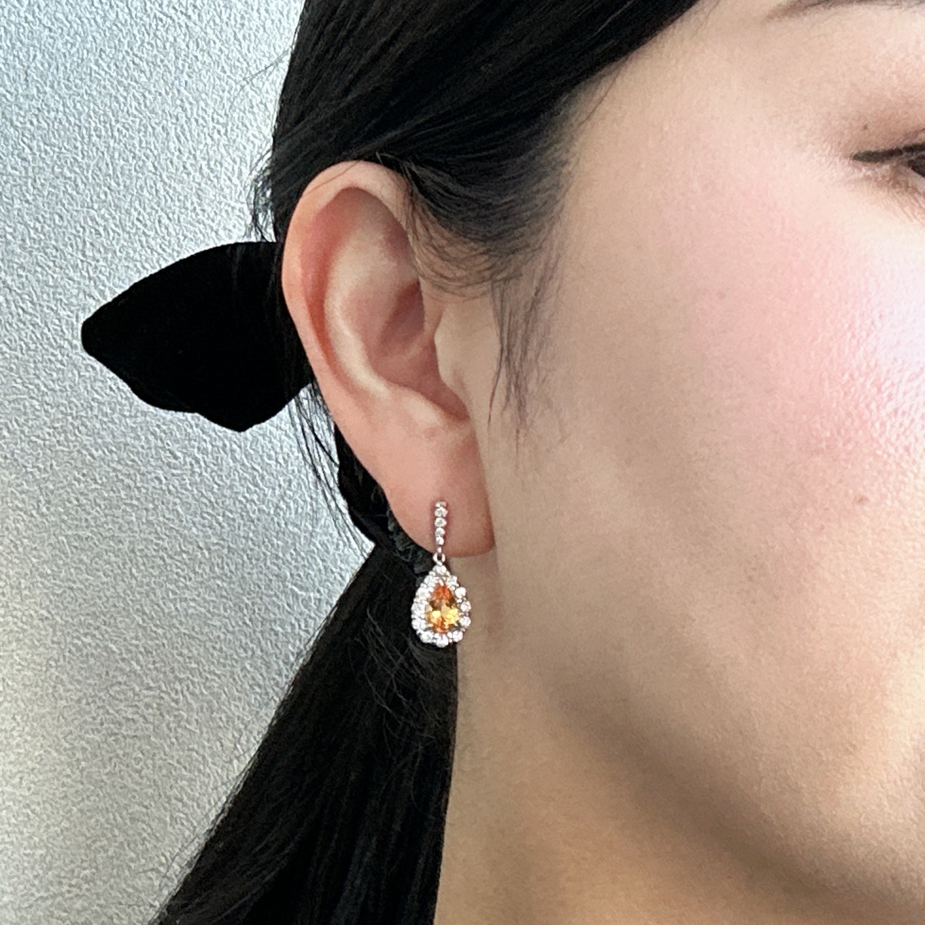 428［一点物］ピアス マンダリンガーネット 1.7ct PS