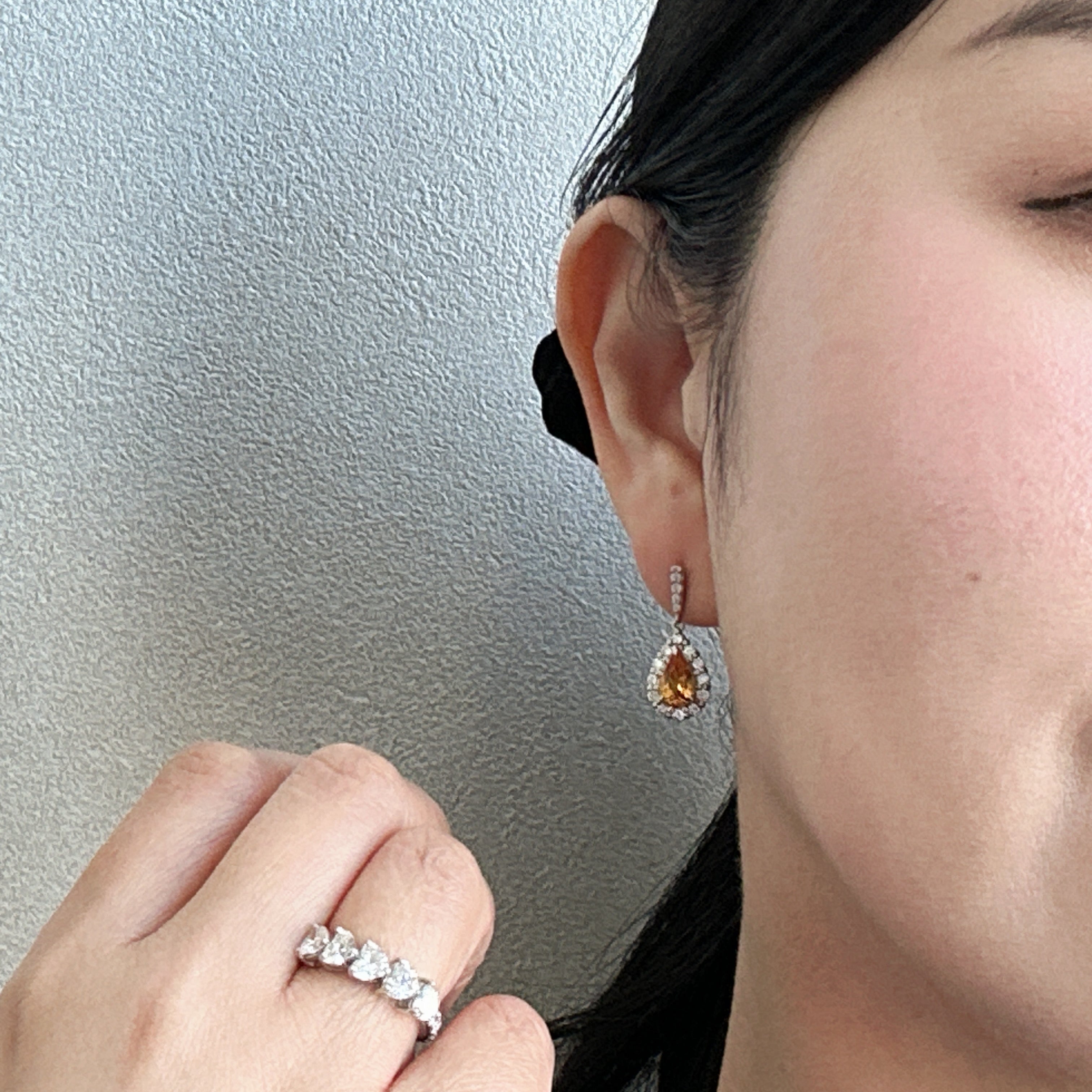 428［一点物］ピアス マンダリンガーネット 1.7ct PS