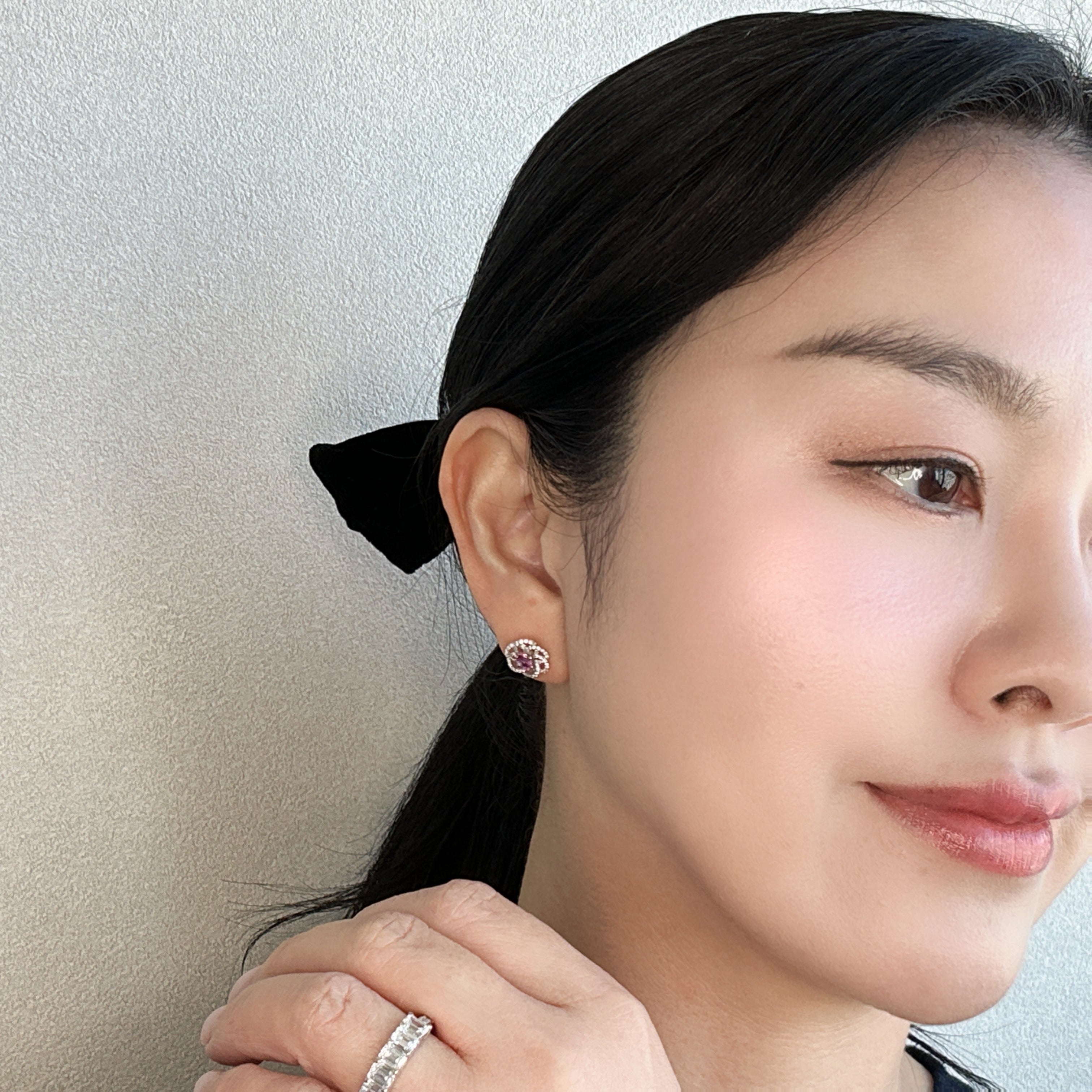 ［カメリアの🐢子ちゃん］ピアス ピンクサファイア 0.4ct×2 OV