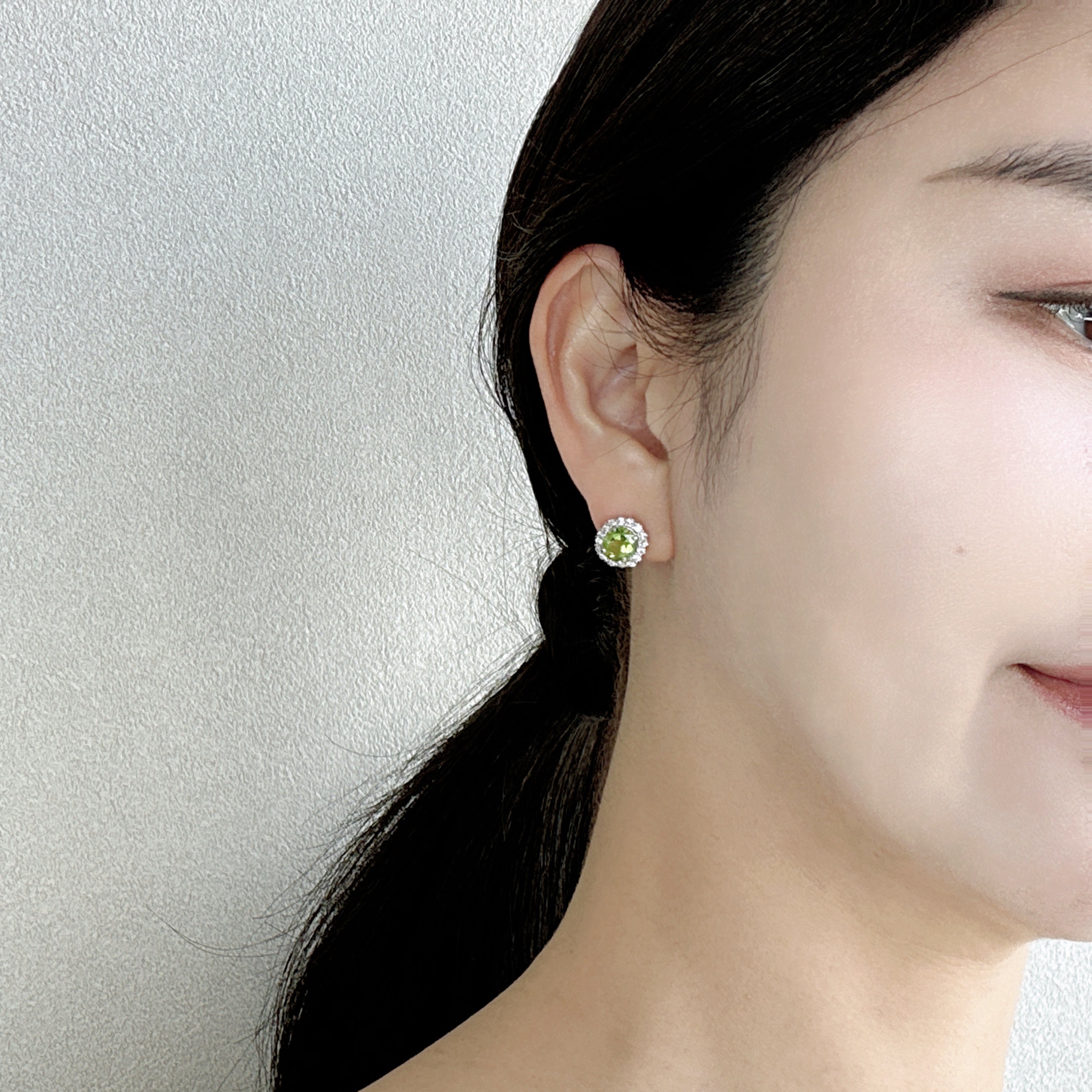 303［一点物］ピアス ペリドット 1.1ct×2 OV PT