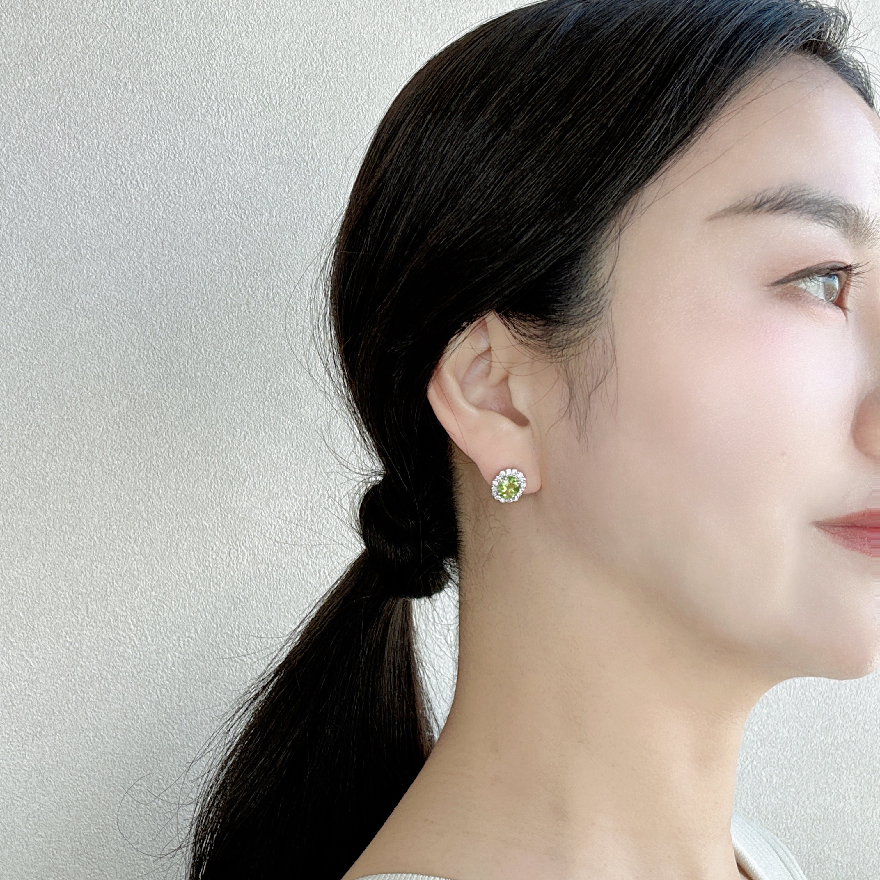 303［一点物］ピアス ペリドット 1.1ct×2 OV PT