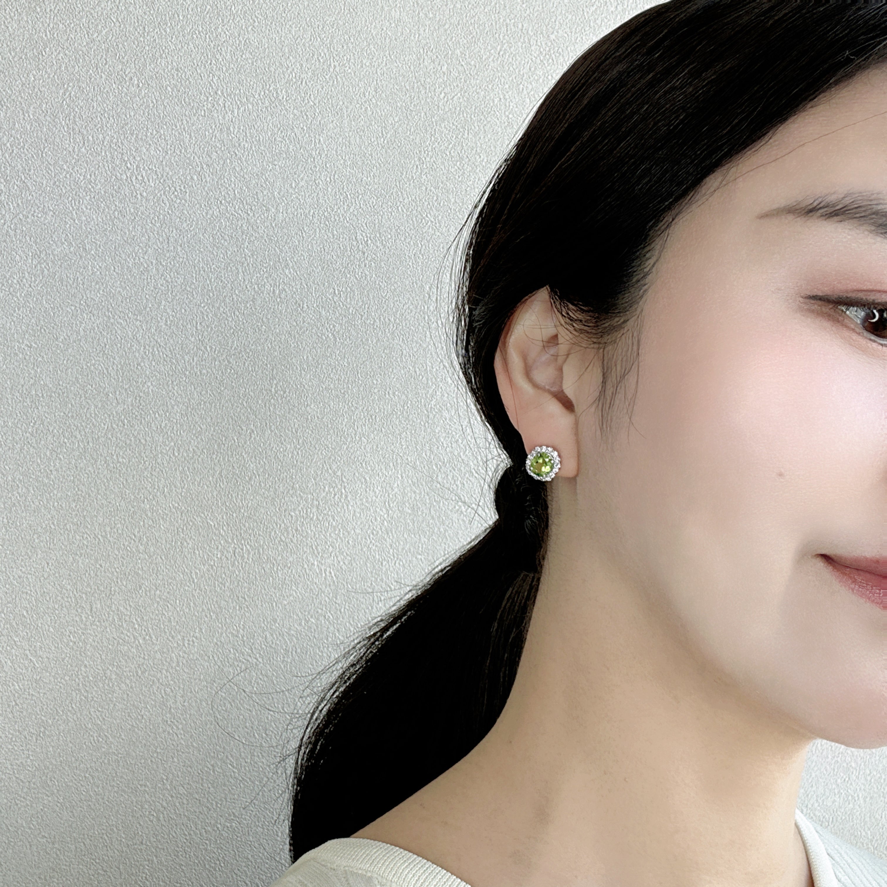 303［一点物］ピアス ペリドット 1.1ct×2 OV PT