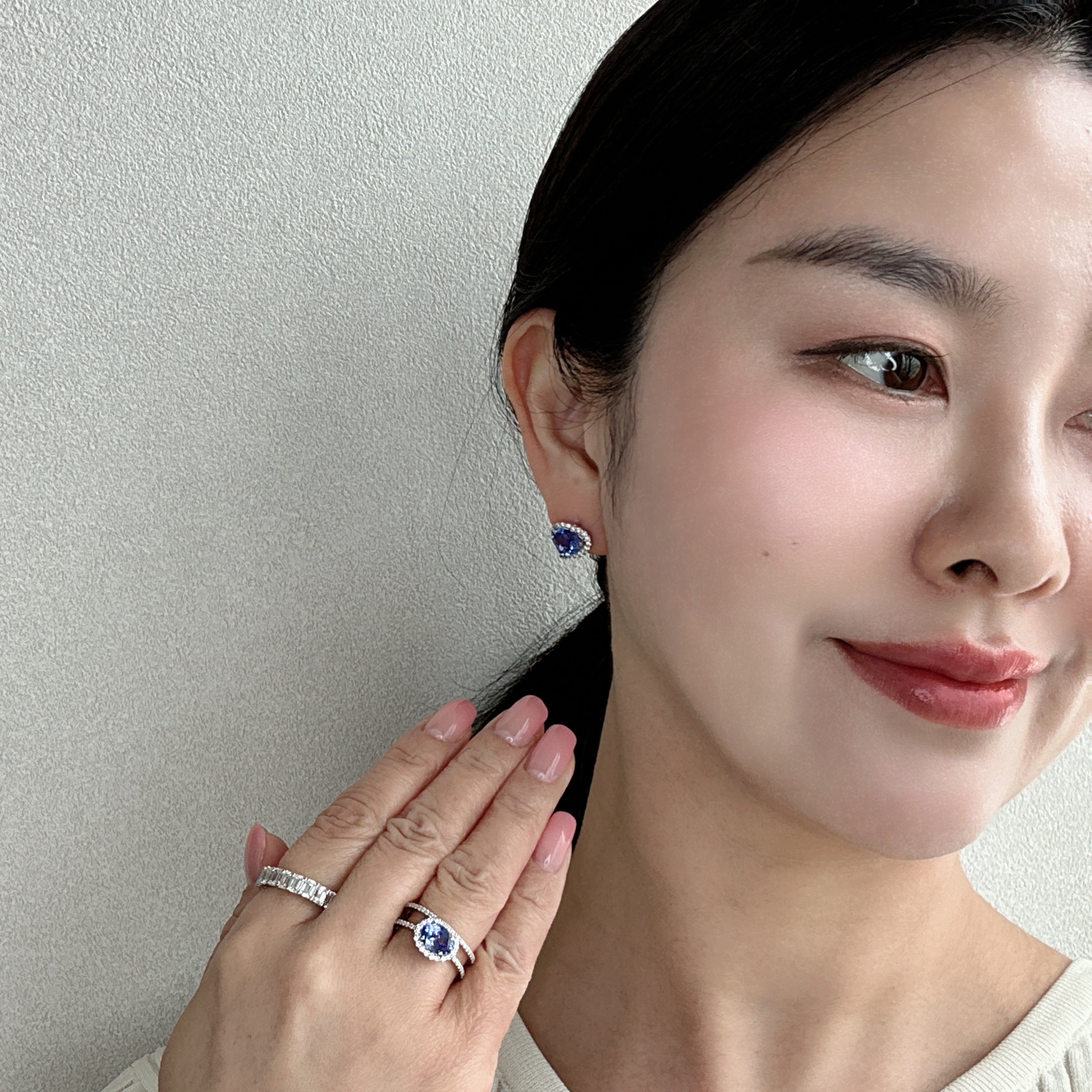 403［一点物］ピアス タンザナイト 1.6ct×2 HS PT