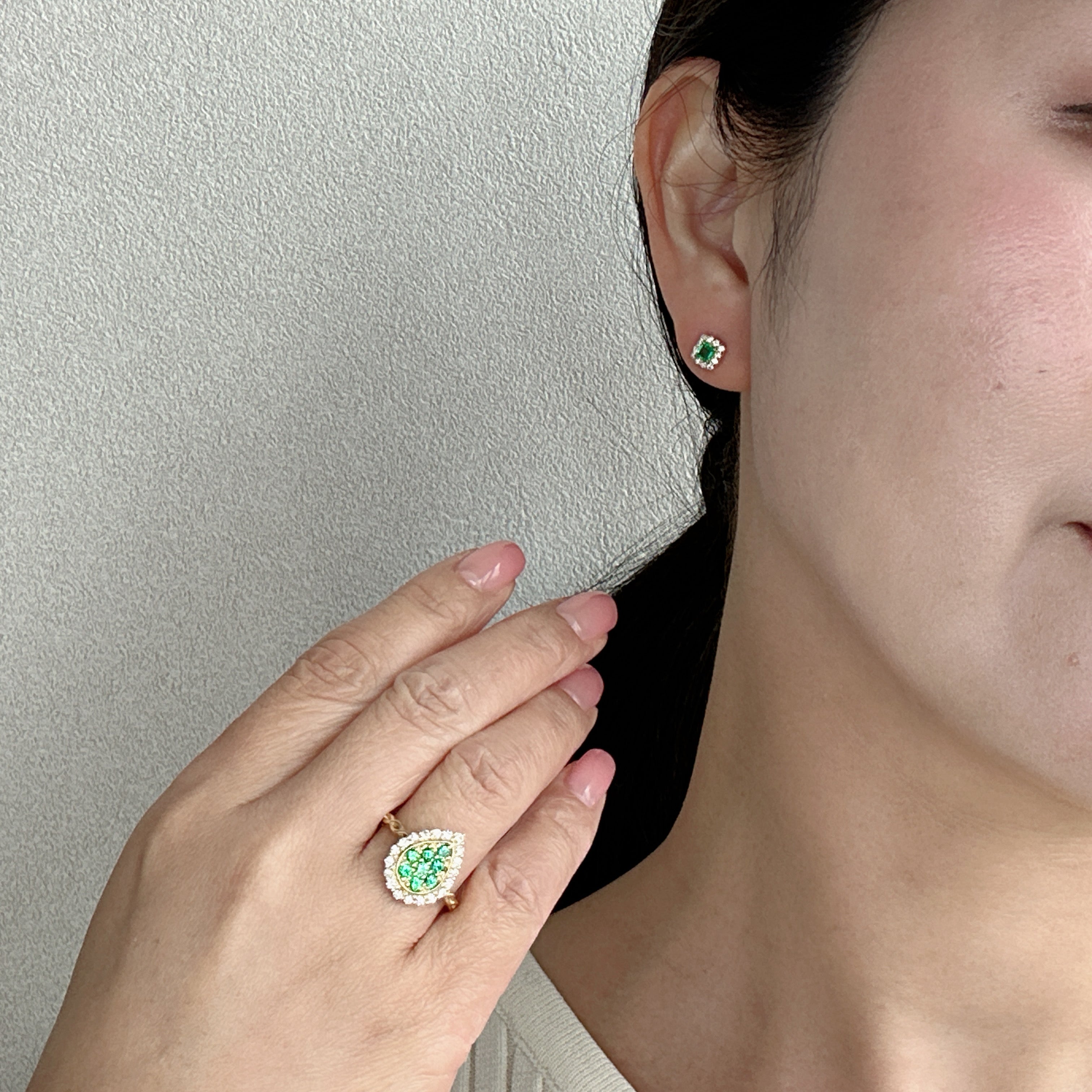 306［一点物］ピアス エメラルド 0.1ct×2 SQ