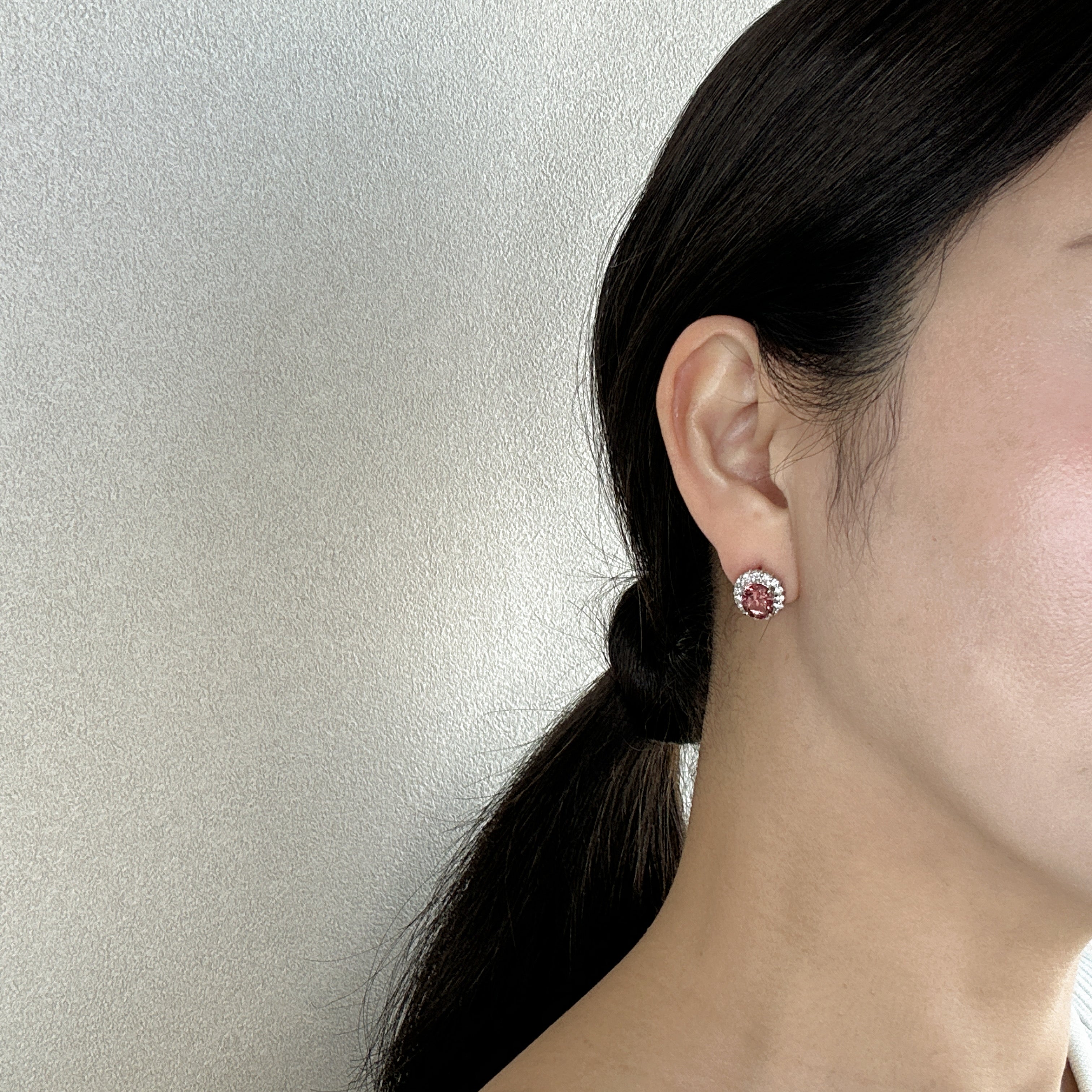 ［キャサリン妃巻き］ピアス ピンクトルマリン 1ctUP×2 OV