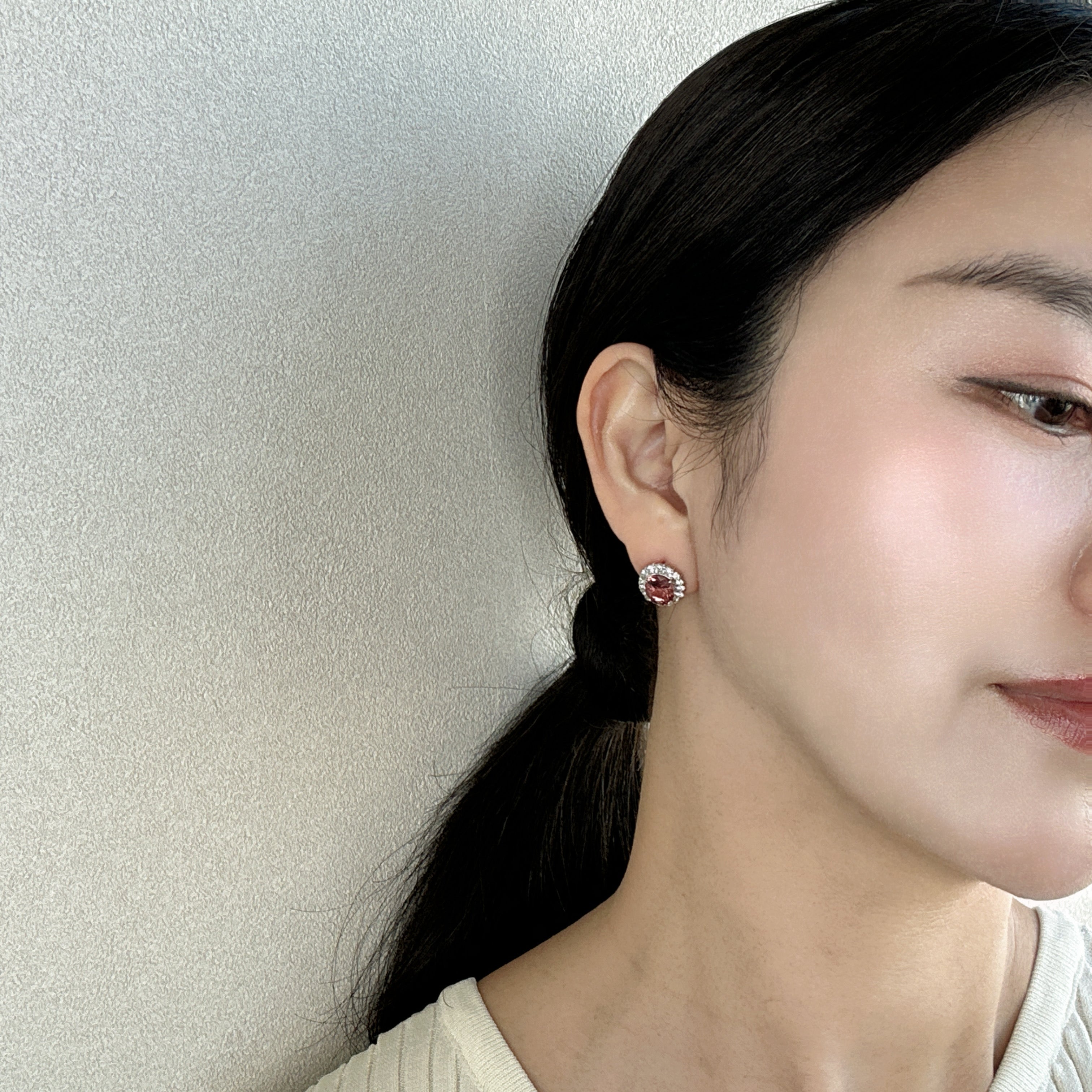 ［キャサリン妃巻き］ピアス ピンクトルマリン 1ctUP×2 OV