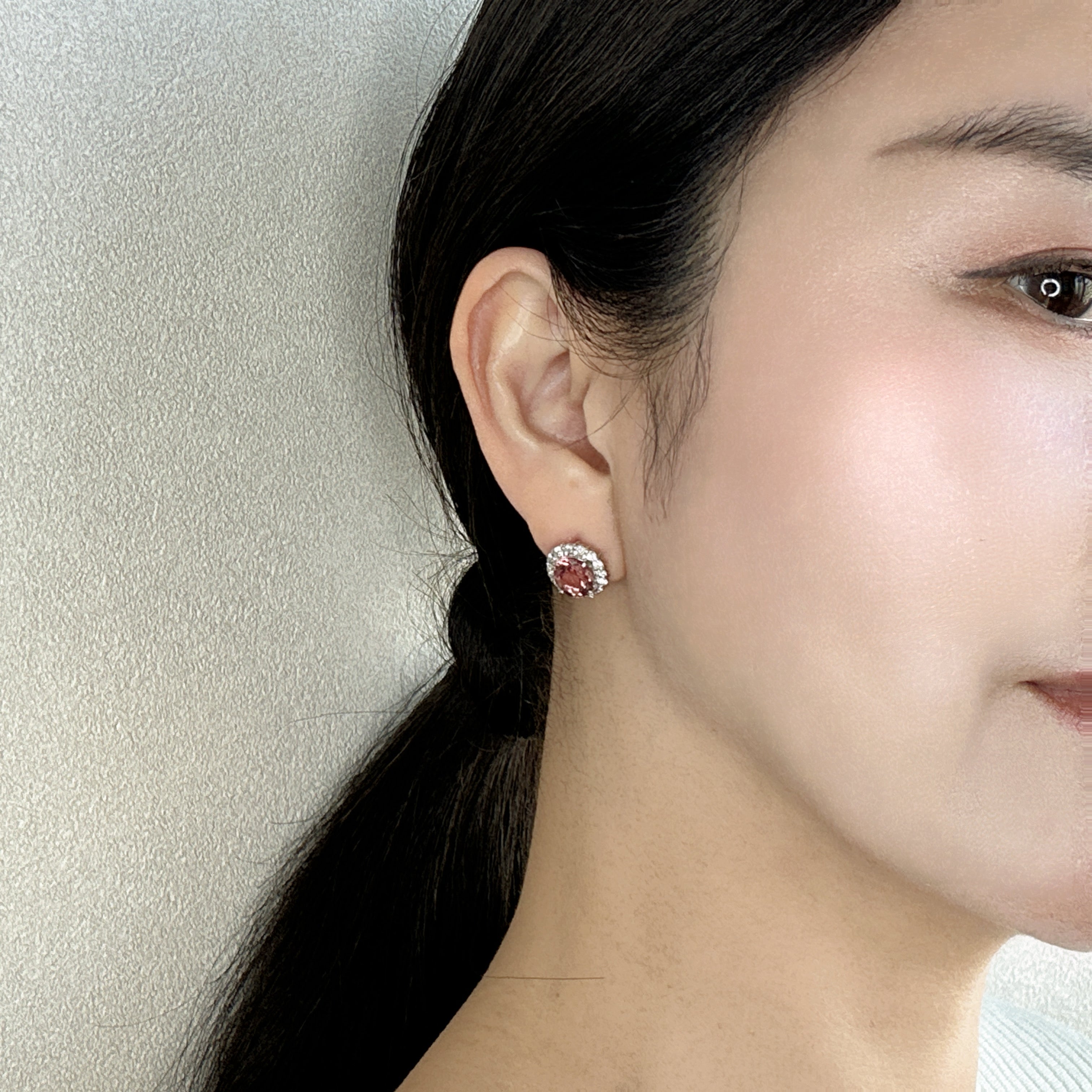 ［キャサリン妃巻き］ピアス ピンクトルマリン 1ctUP×2 OV