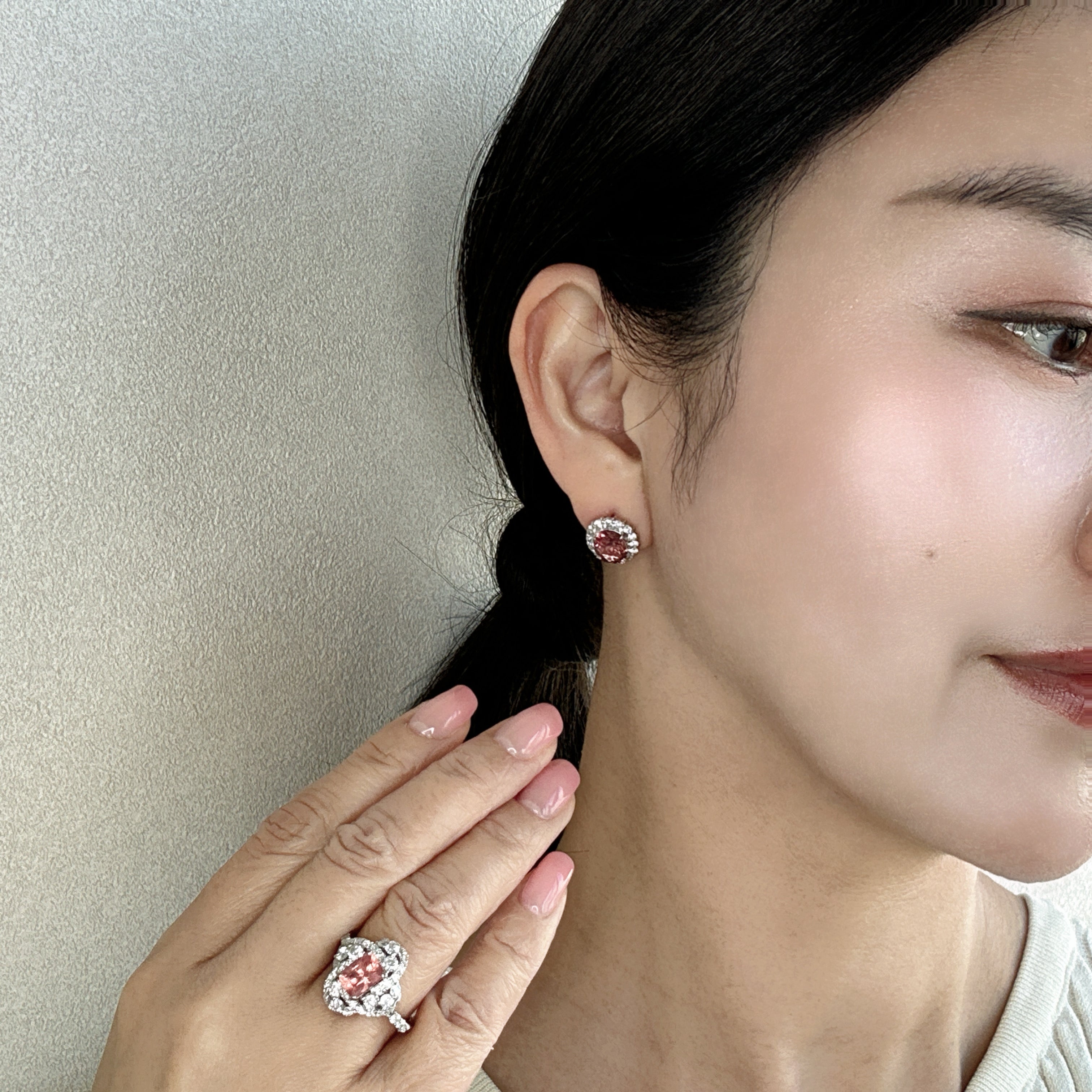 ［キャサリン妃巻き］ピアス ピンクトルマリン 1ctUP×2 OV