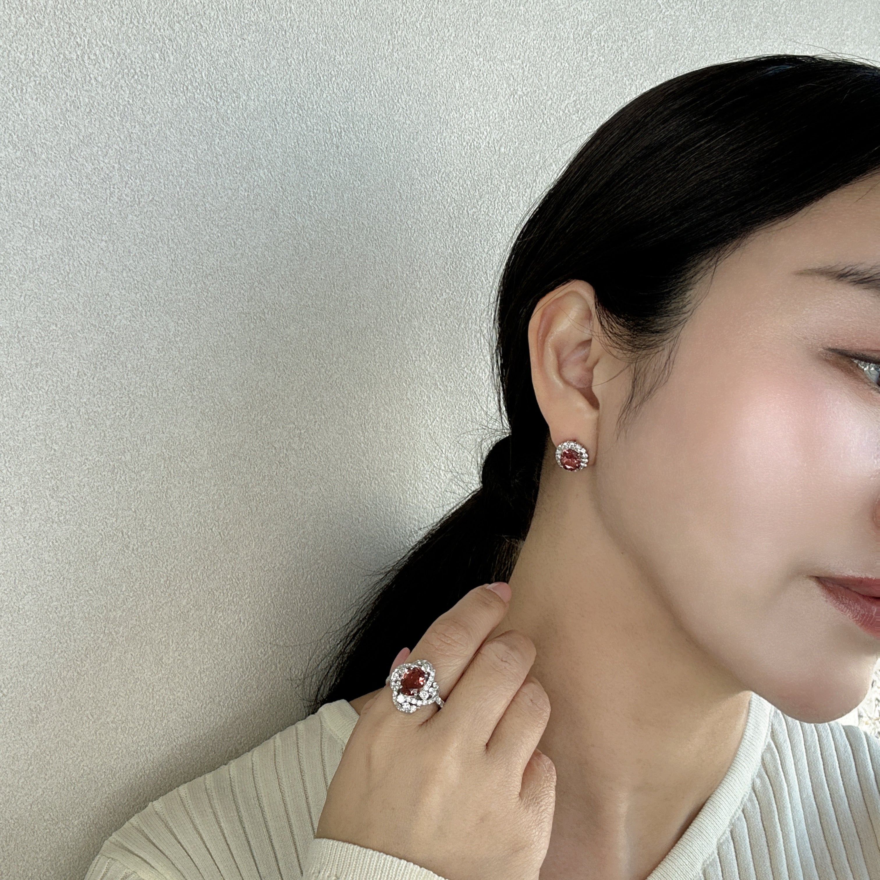 ［キャサリン妃巻き］ピアス ピンクトルマリン 1ctUP×2 OV