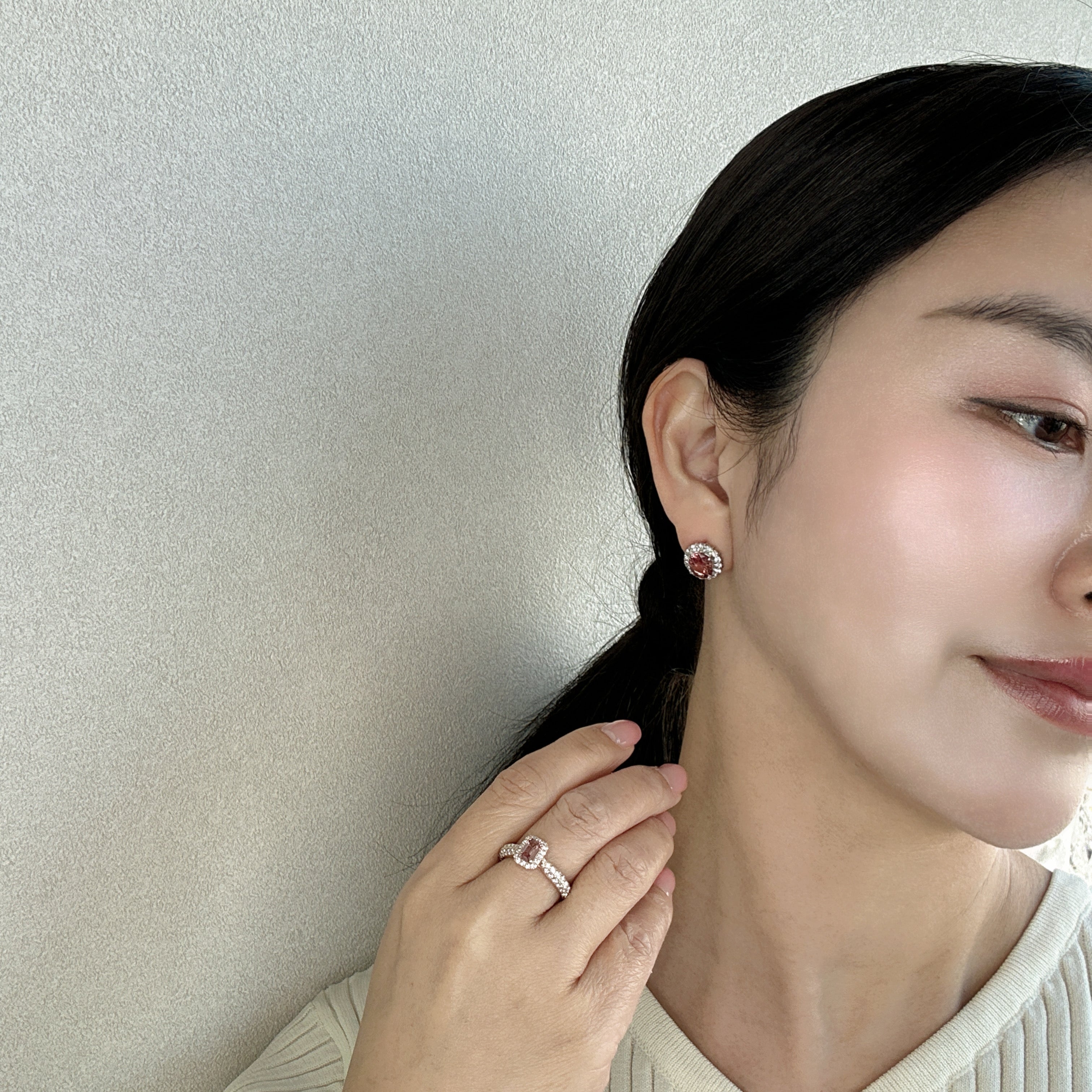 ［キャサリン妃巻き］ピアス ピンクトルマリン 1ctUP×2 OV