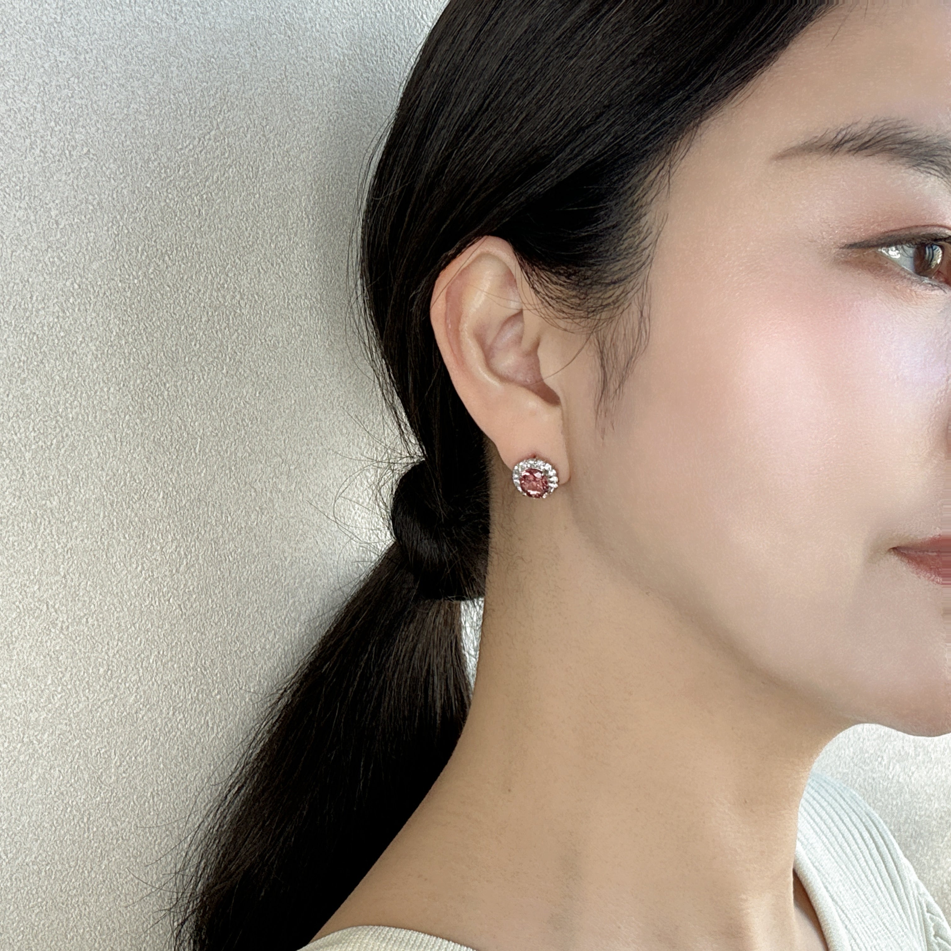 ［キャサリン妃巻き］ピアス ピンクトルマリン 1ctUP×2 OV