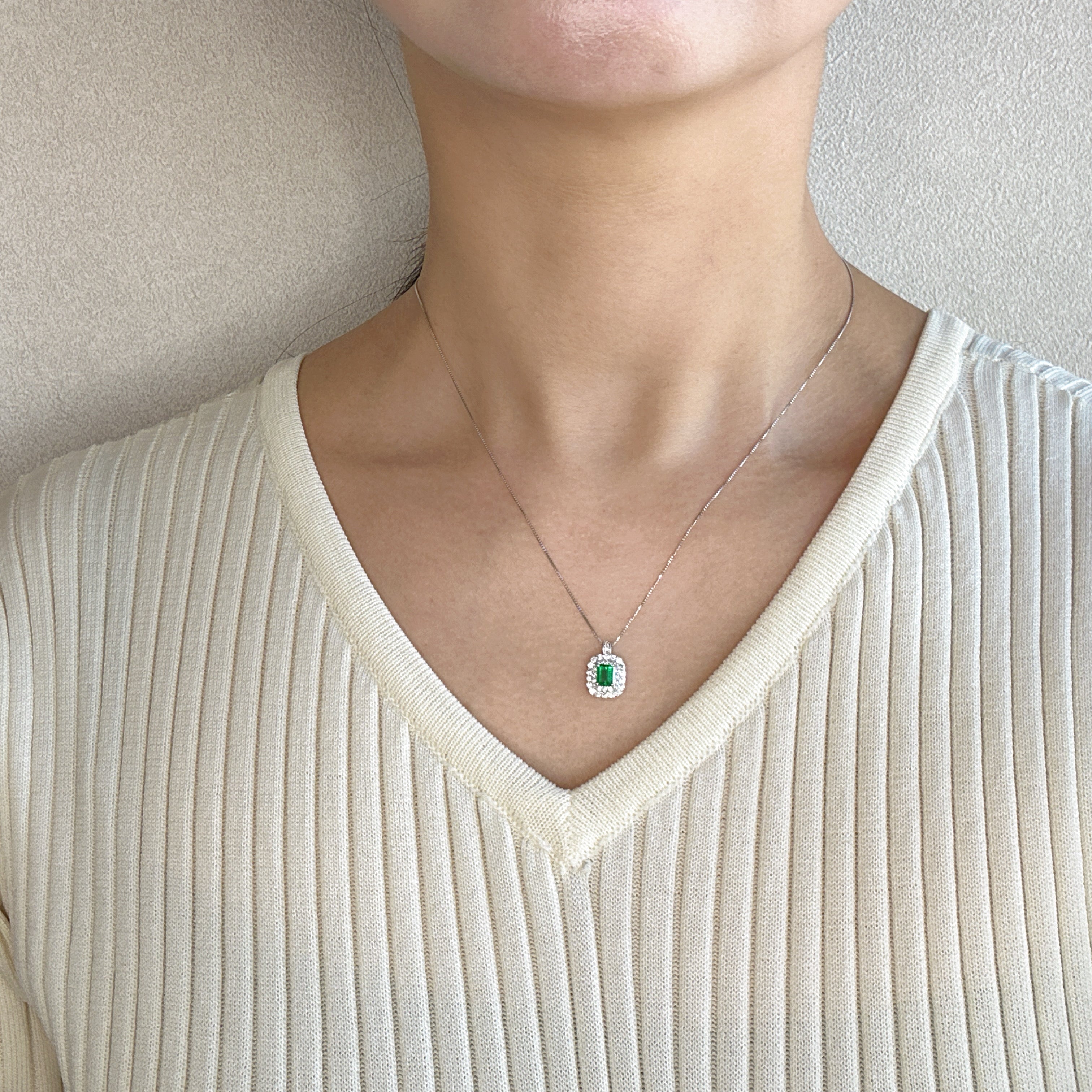 504［一点物］ネックレス  エメラルド 0.3ct EM PT
