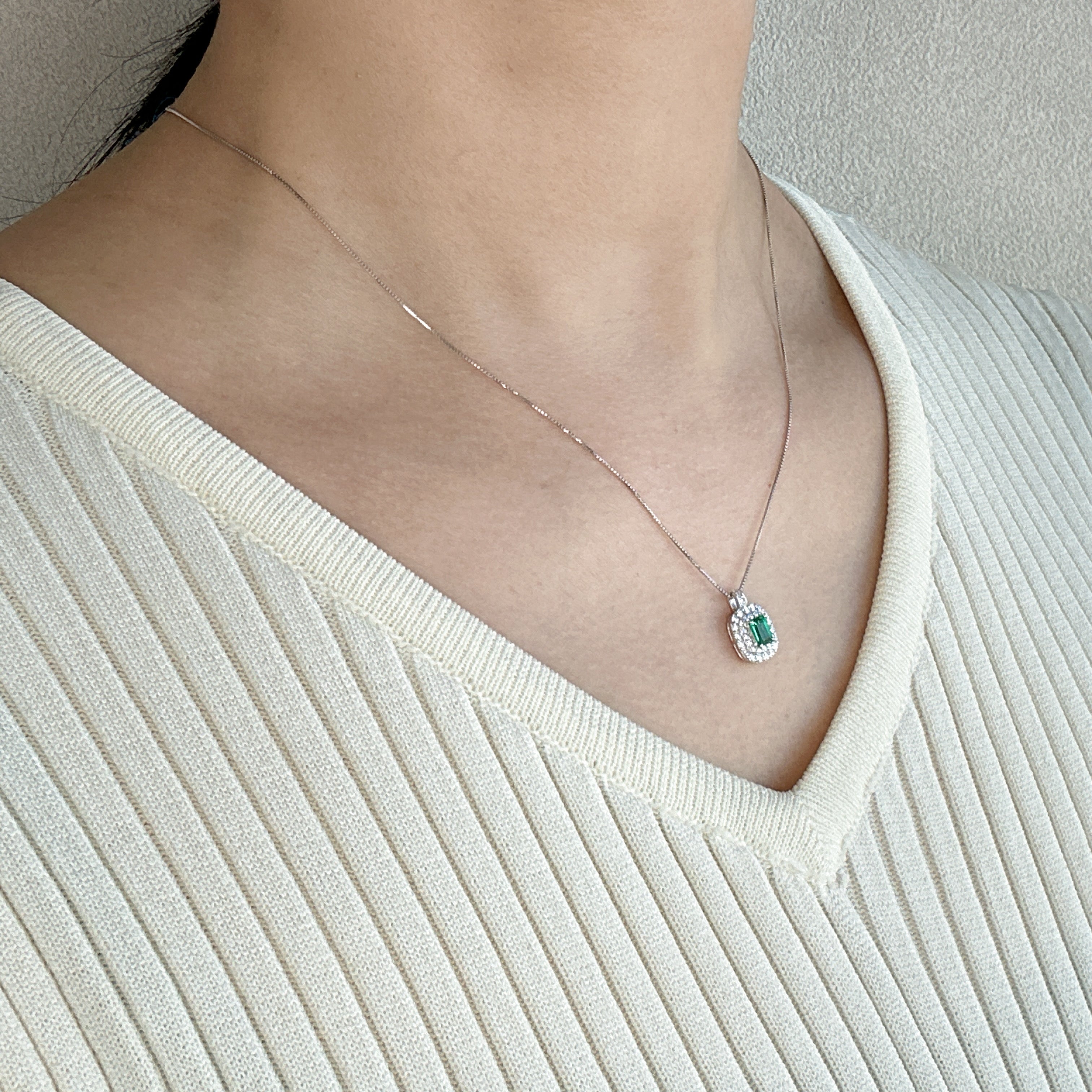 504［一点物］ネックレス  エメラルド 0.3ct EM PT