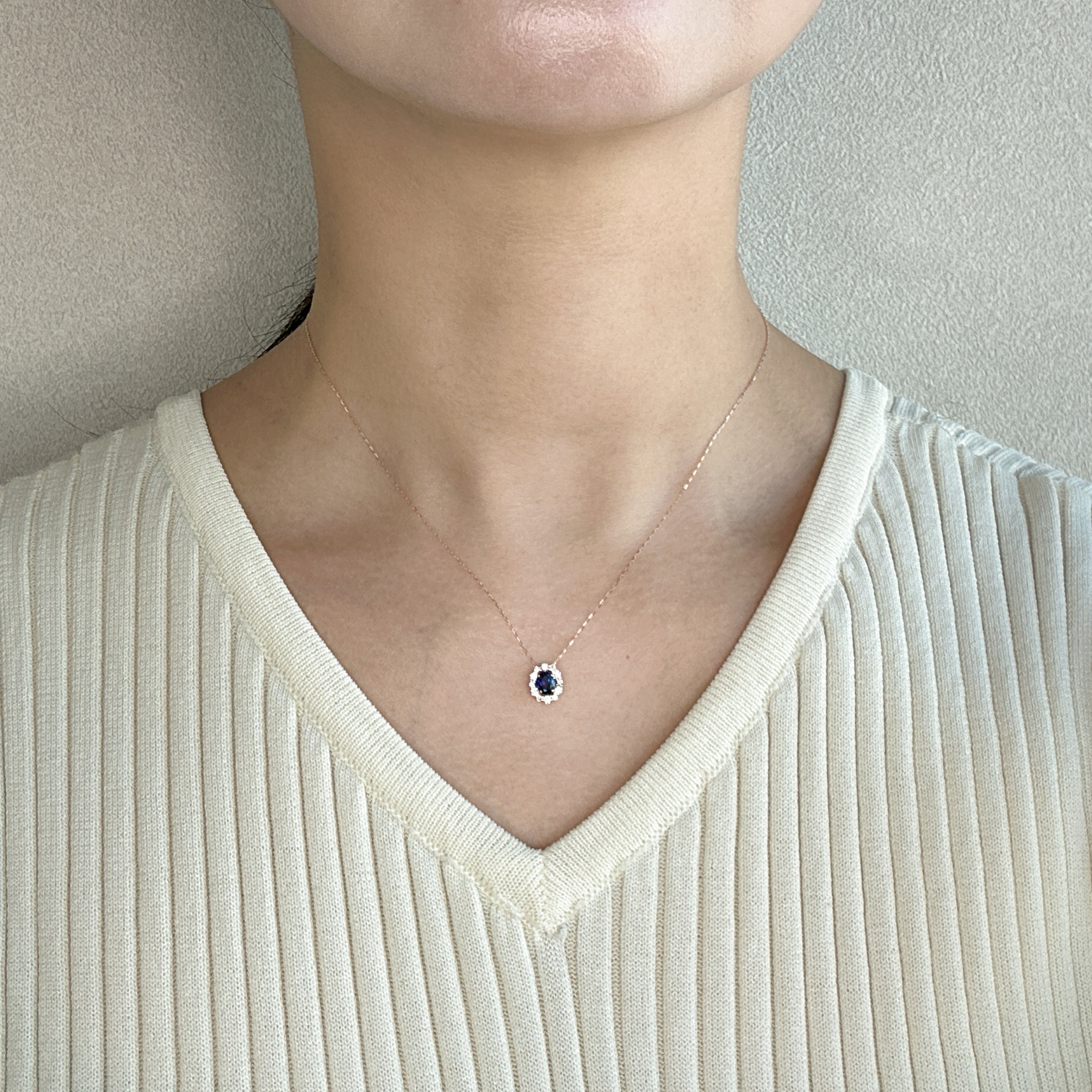 506［一点物］ネックレス  ブルーサファイア 0.45ct OV K18PG