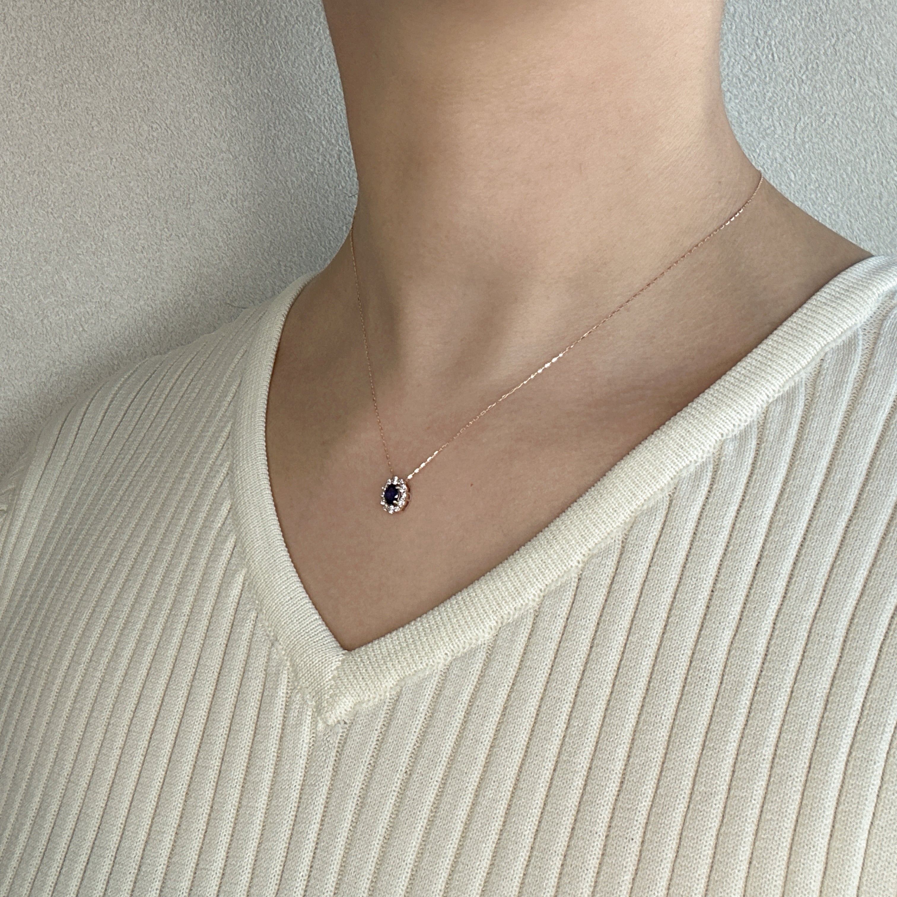 506［一点物］ネックレス  ブルーサファイア 0.45ct OV K18PG